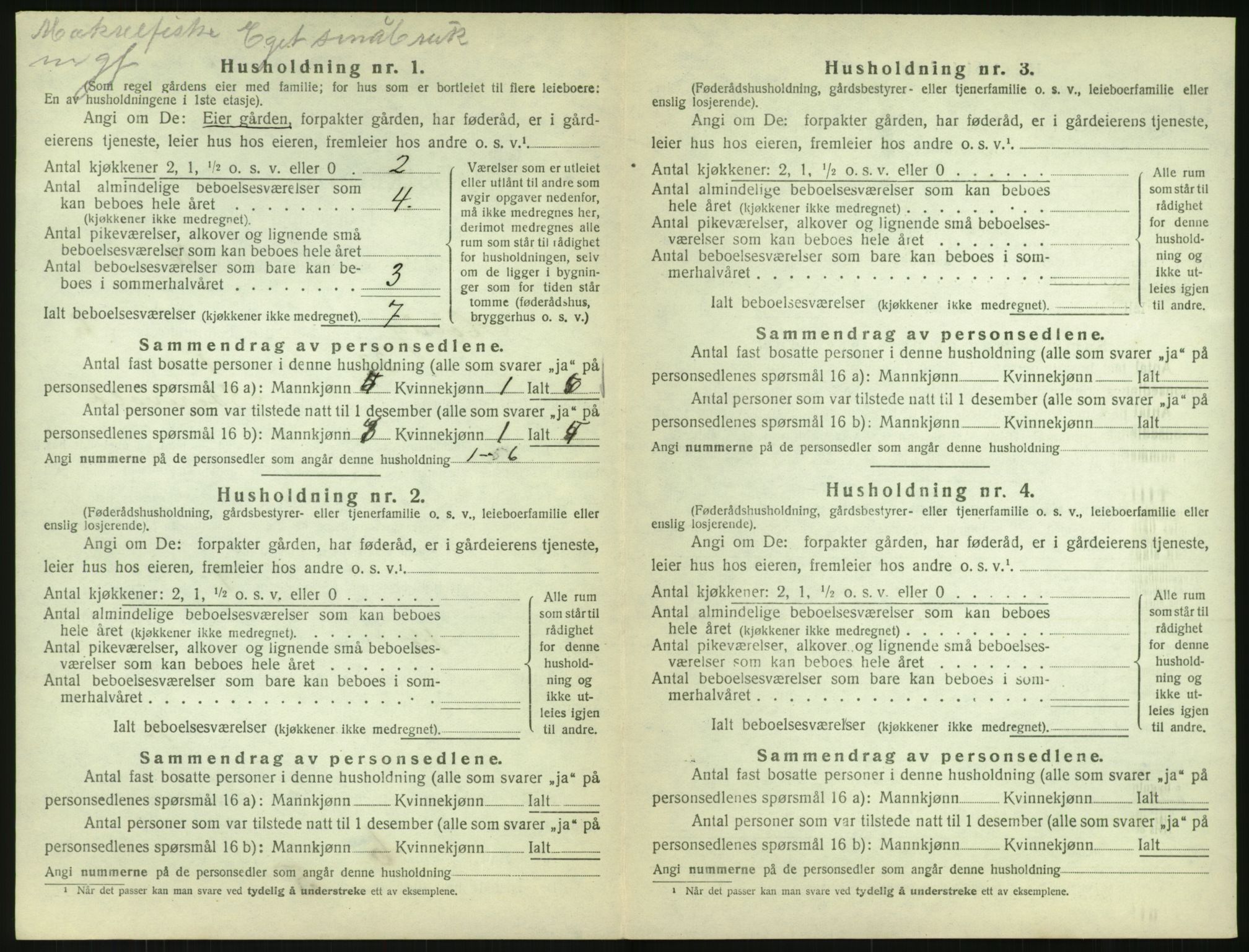 SAK, Folketelling 1920 for 0927 Høvåg herred, 1920, s. 519