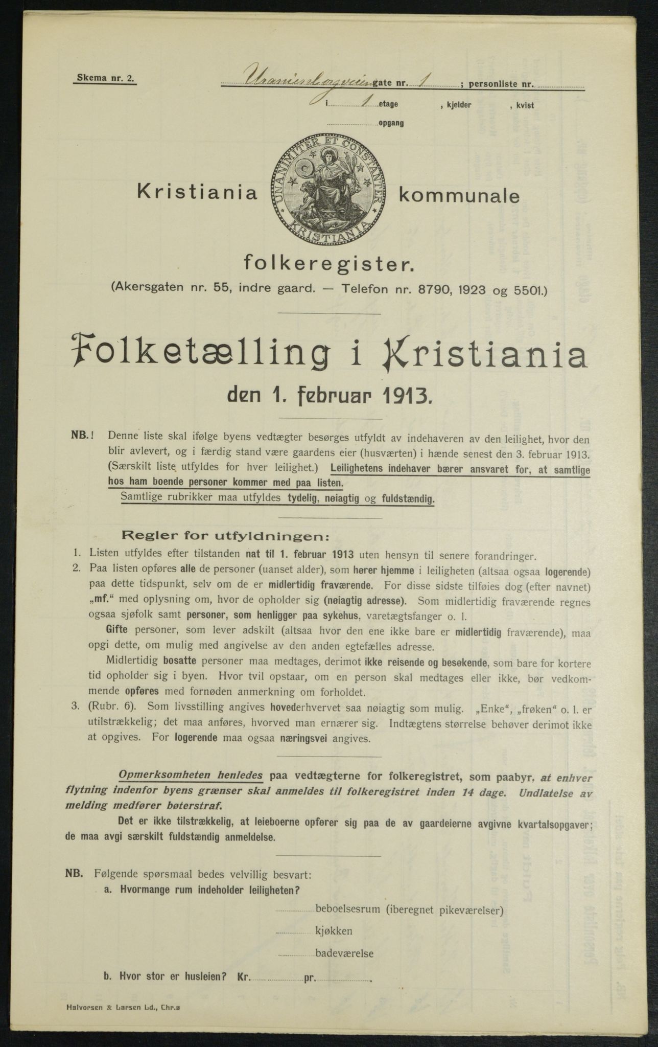 OBA, Kommunal folketelling 1.2.1913 for Kristiania, 1913, s. 120275