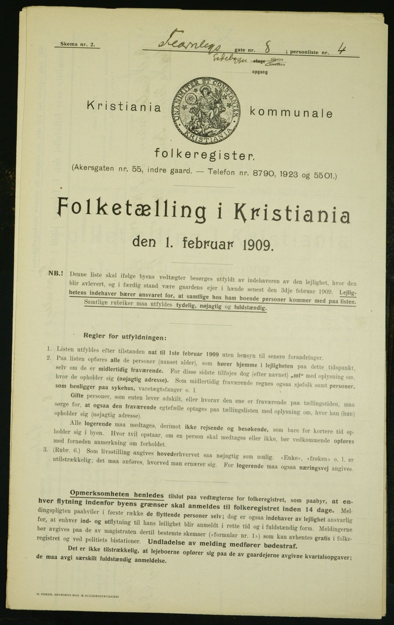 OBA, Kommunal folketelling 1.2.1909 for Kristiania kjøpstad, 1909, s. 21612