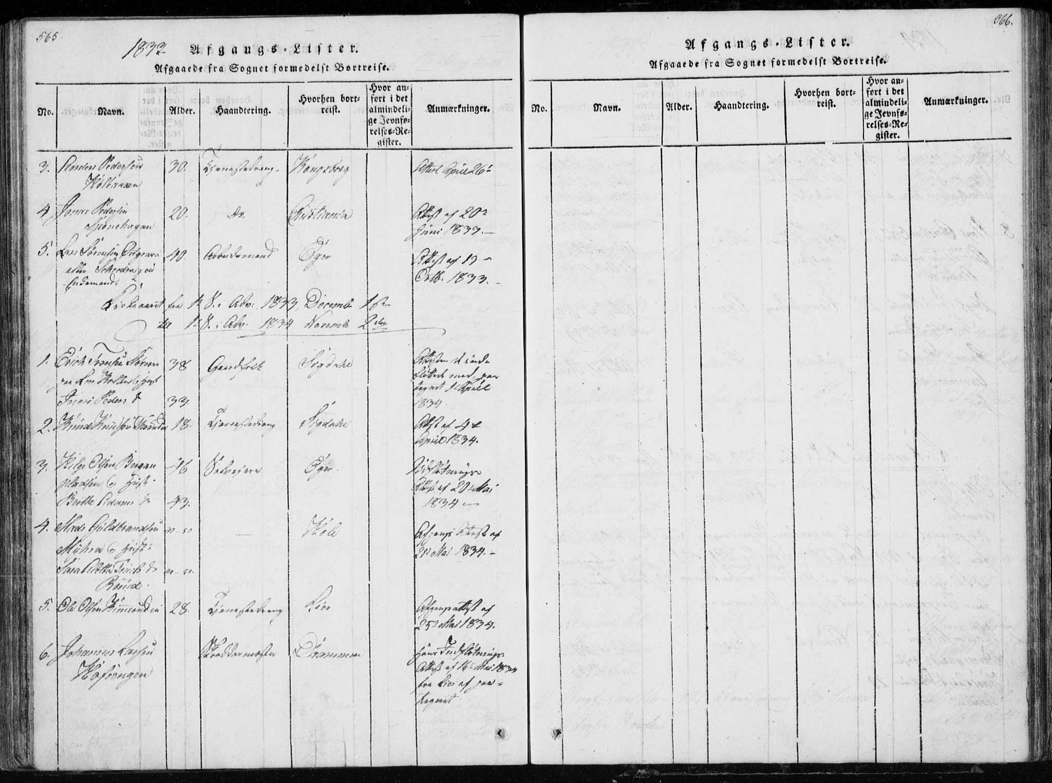 Modum kirkebøker, AV/SAKO-A-234/G/Ga/L0002: Klokkerbok nr. I 2, 1824-1832, s. 565-566