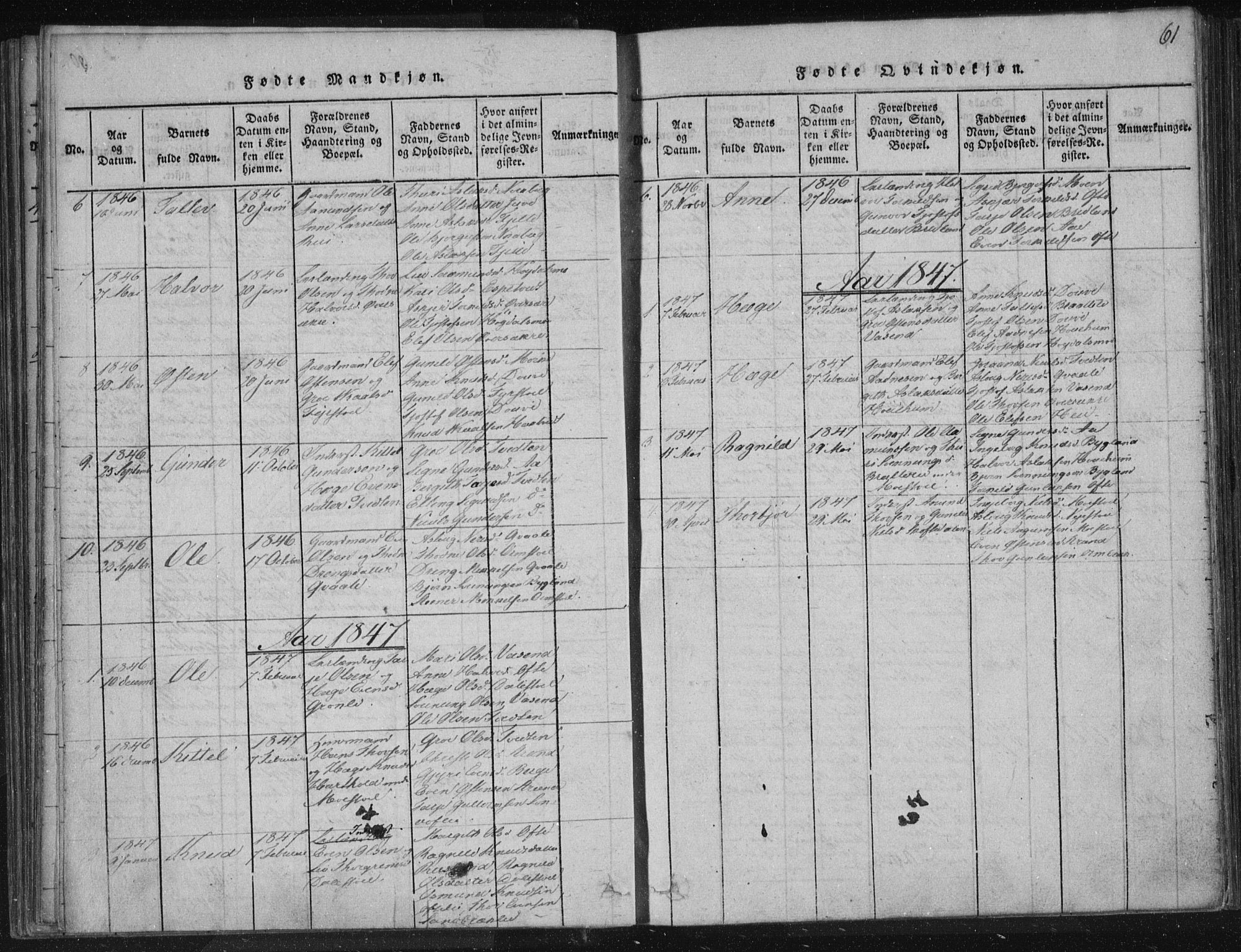 Lårdal kirkebøker, SAKO/A-284/F/Fc/L0001: Ministerialbok nr. III 1, 1815-1860, s. 61
