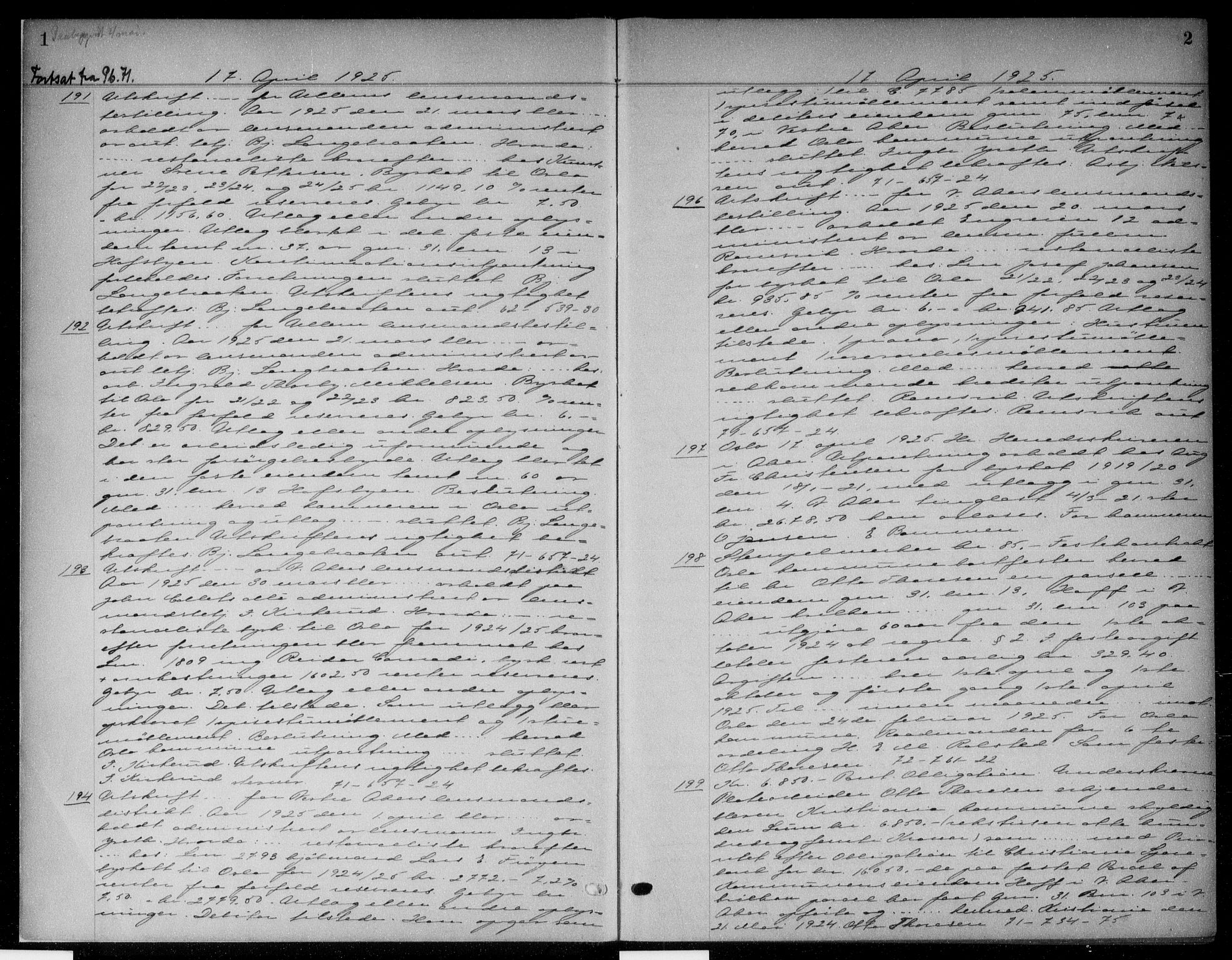 Aker herredsskriveri, SAO/A-10896/G/Gb/Gba/Gbaa/L0073: Pantebok nr. I 73, 1925-1925, s. 1-2