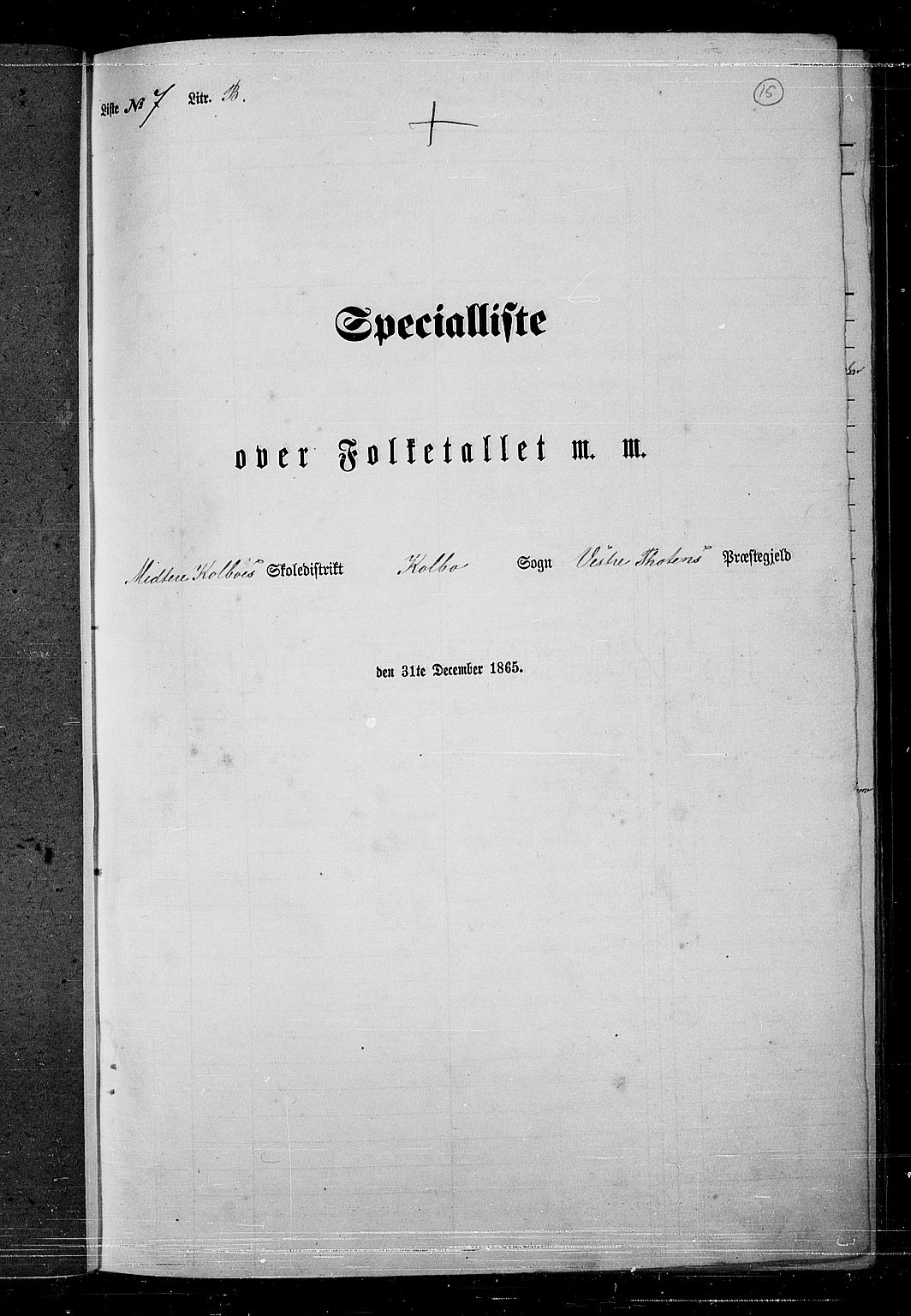 RA, Folketelling 1865 for 0529P Vestre Toten prestegjeld, 1865, s. 179