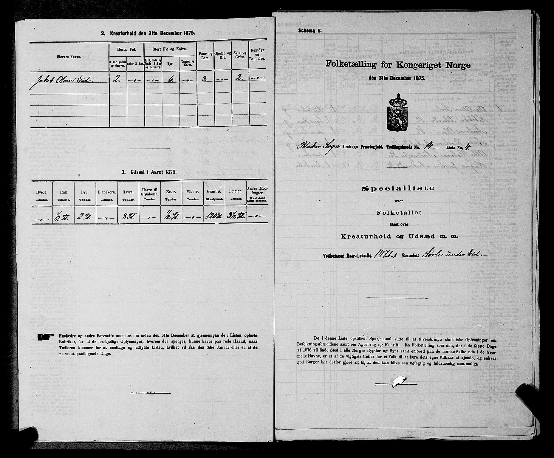 RA, Folketelling 1875 for 0224P Aurskog prestegjeld, 1875, s. 1365