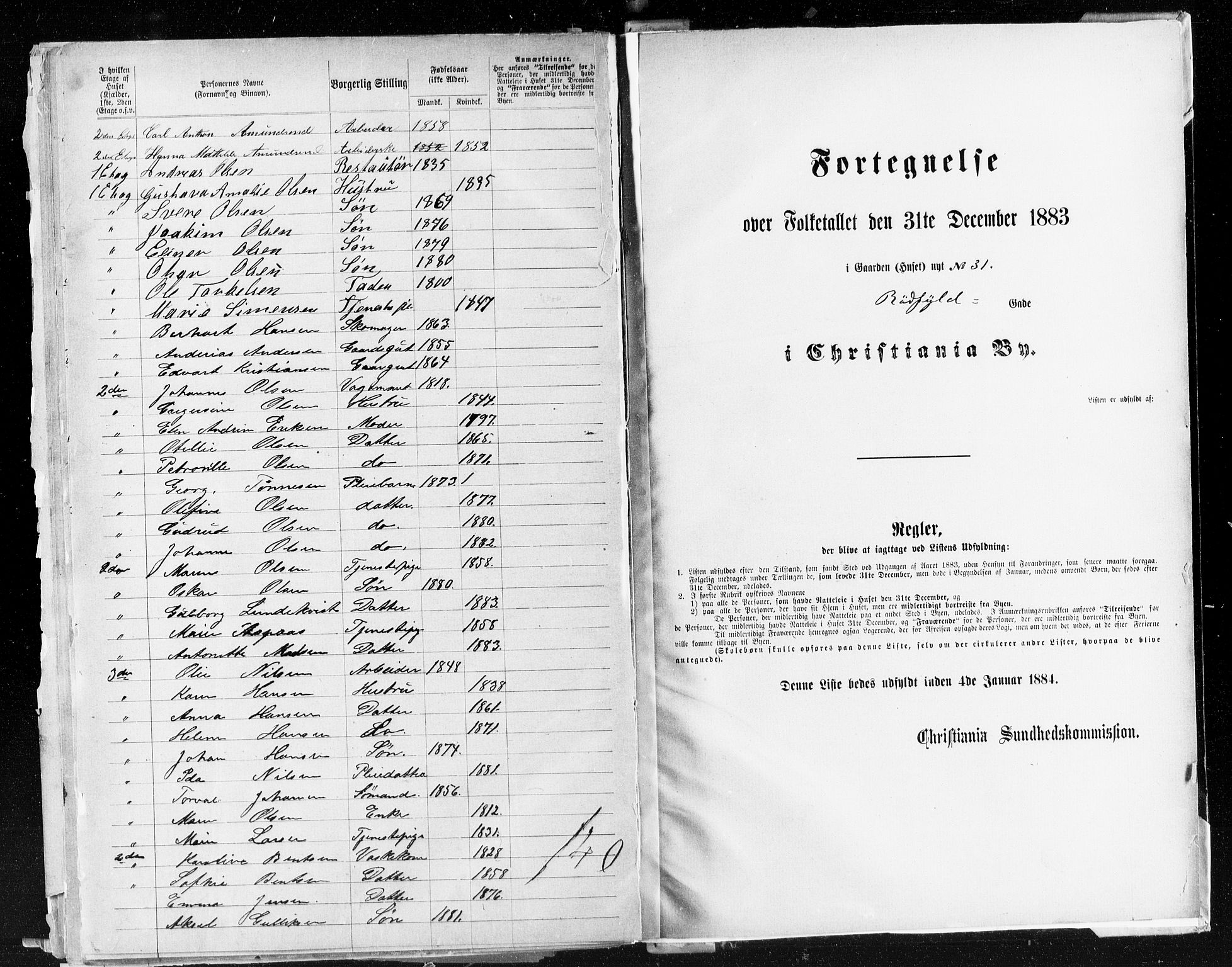 OBA, Kommunal folketelling 31.12.1883 for Kristiania kjøpstad, 1883, s. 3693