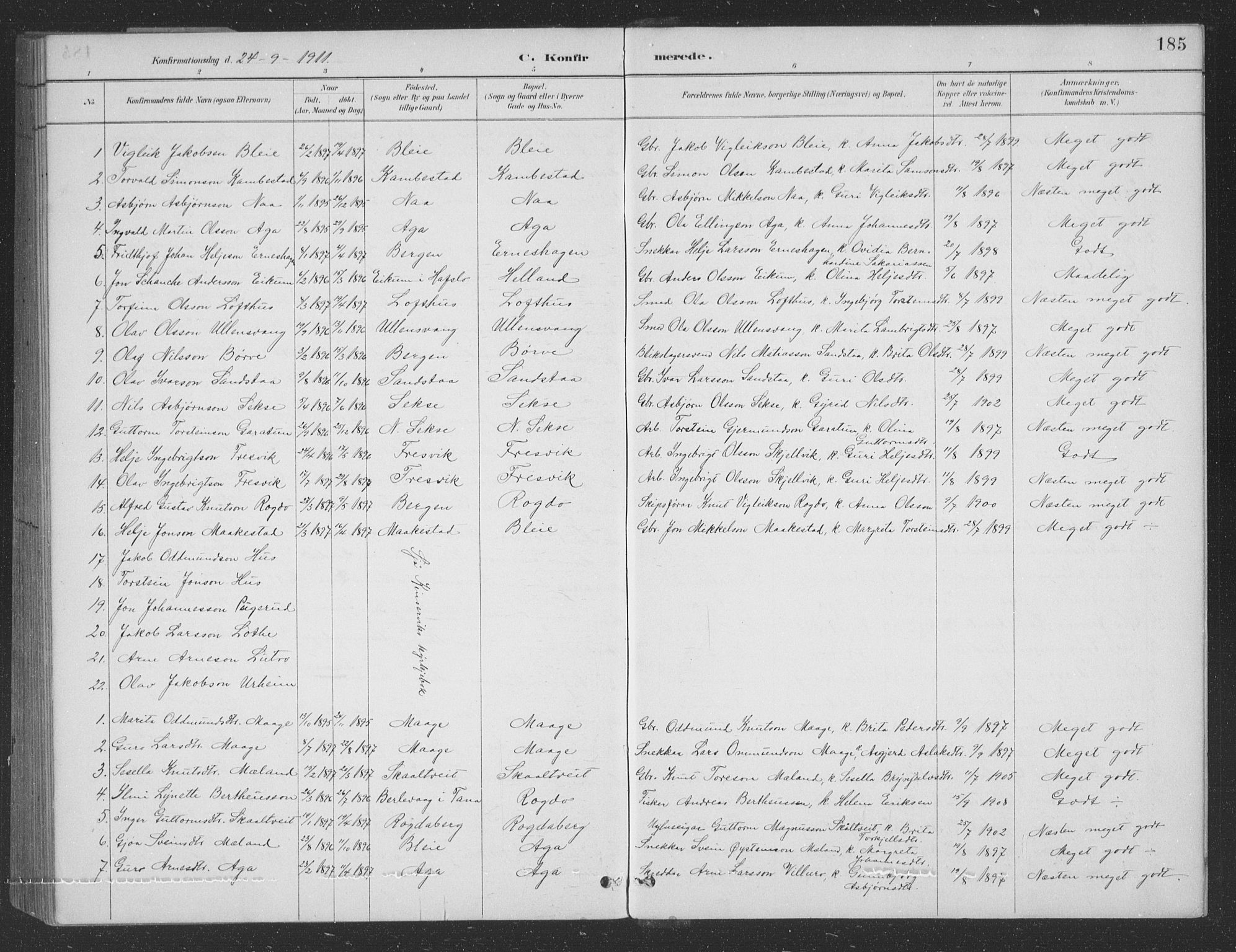 Ullensvang sokneprestembete, AV/SAB-A-78701/H/Hab: Klokkerbok nr. B 11, 1887-1939, s. 185