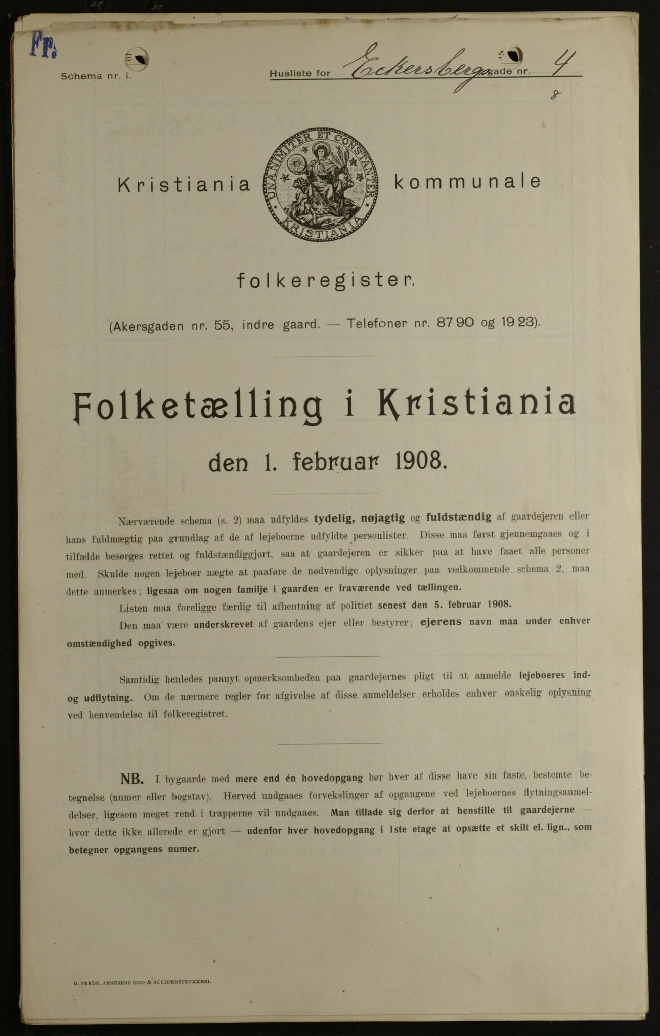 OBA, Kommunal folketelling 1.2.1908 for Kristiania kjøpstad, 1908, s. 16822