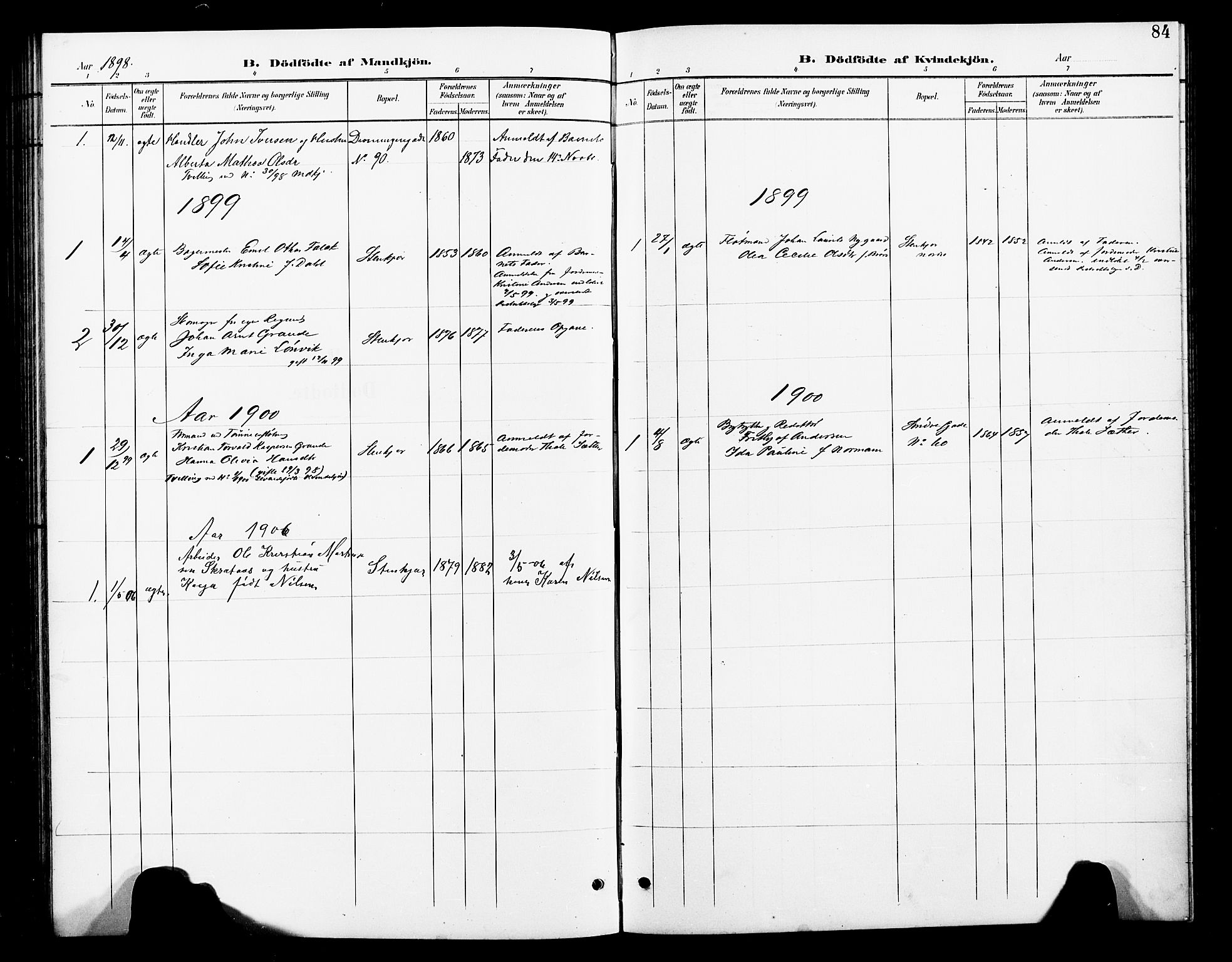 Ministerialprotokoller, klokkerbøker og fødselsregistre - Nord-Trøndelag, SAT/A-1458/739/L0375: Klokkerbok nr. 739C03, 1898-1908, s. 84