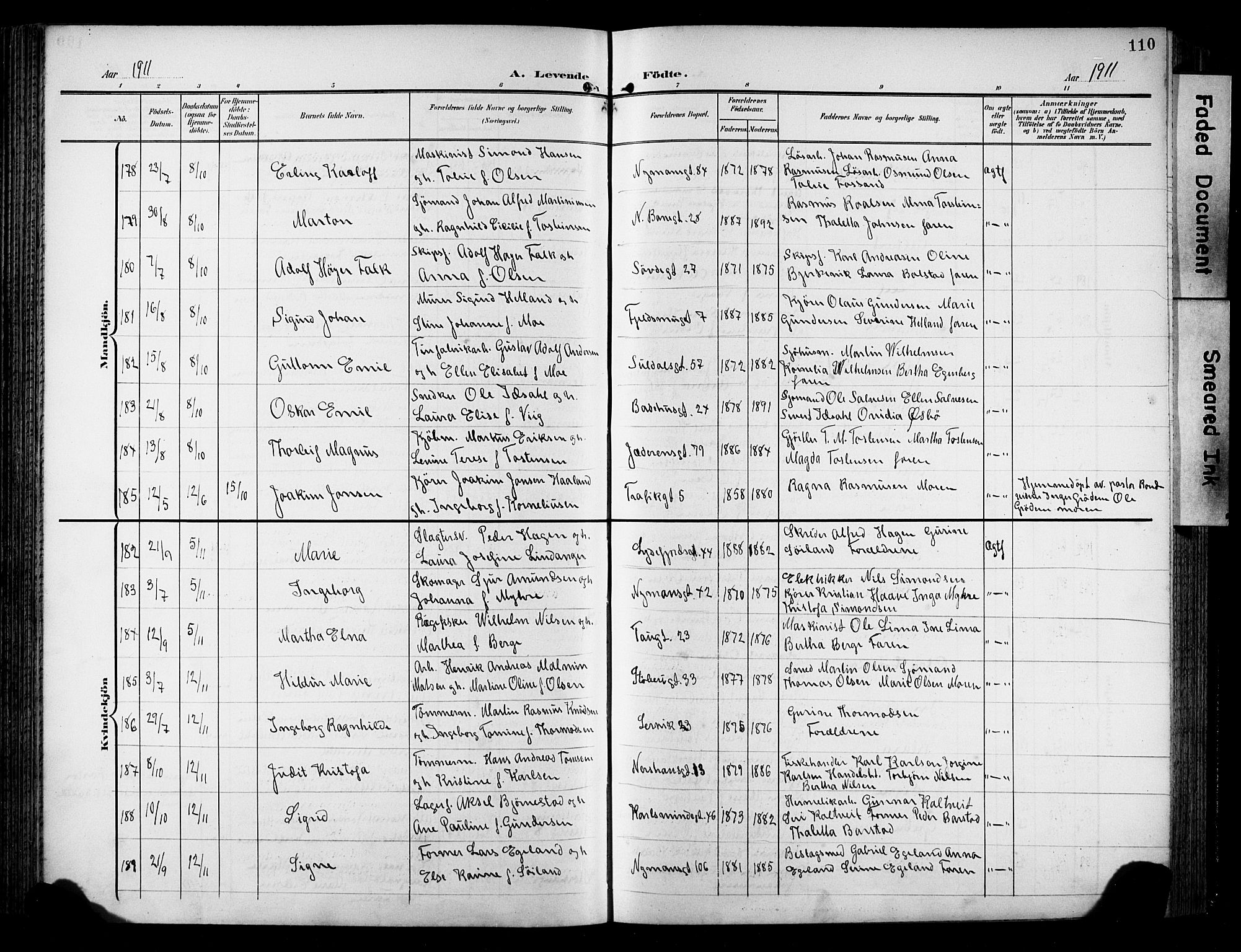 St. Johannes sokneprestkontor, AV/SAST-A-101814/001/30/30BB/L0006: Klokkerbok nr. B 6, 1907-1917, s. 110