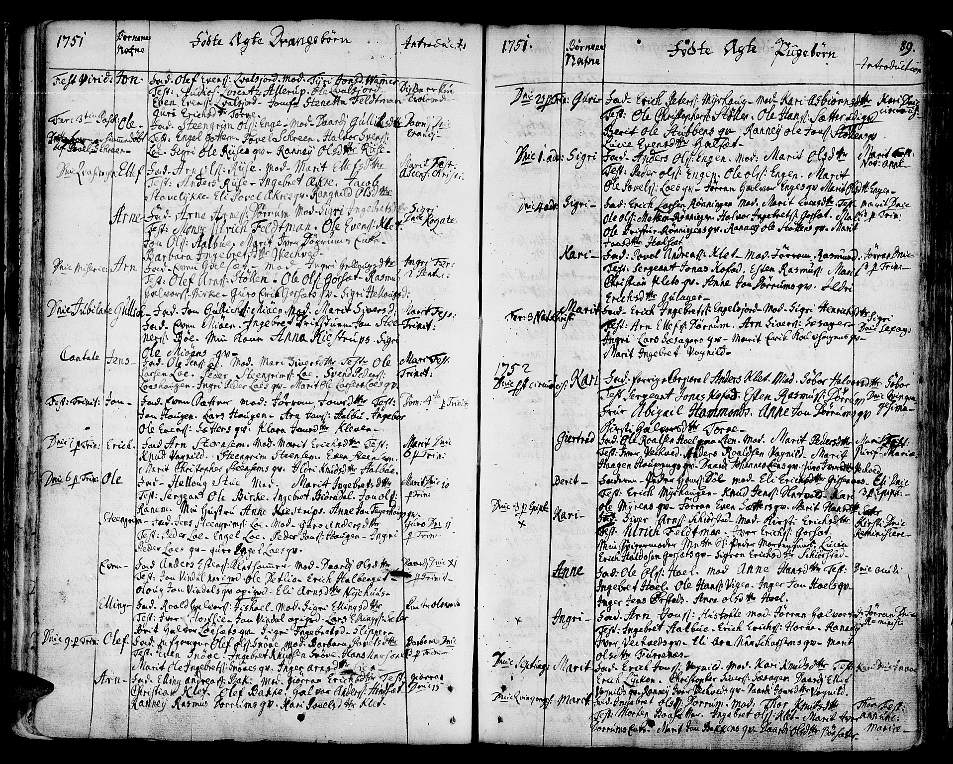Ministerialprotokoller, klokkerbøker og fødselsregistre - Sør-Trøndelag, AV/SAT-A-1456/678/L0891: Ministerialbok nr. 678A01, 1739-1780, s. 89
