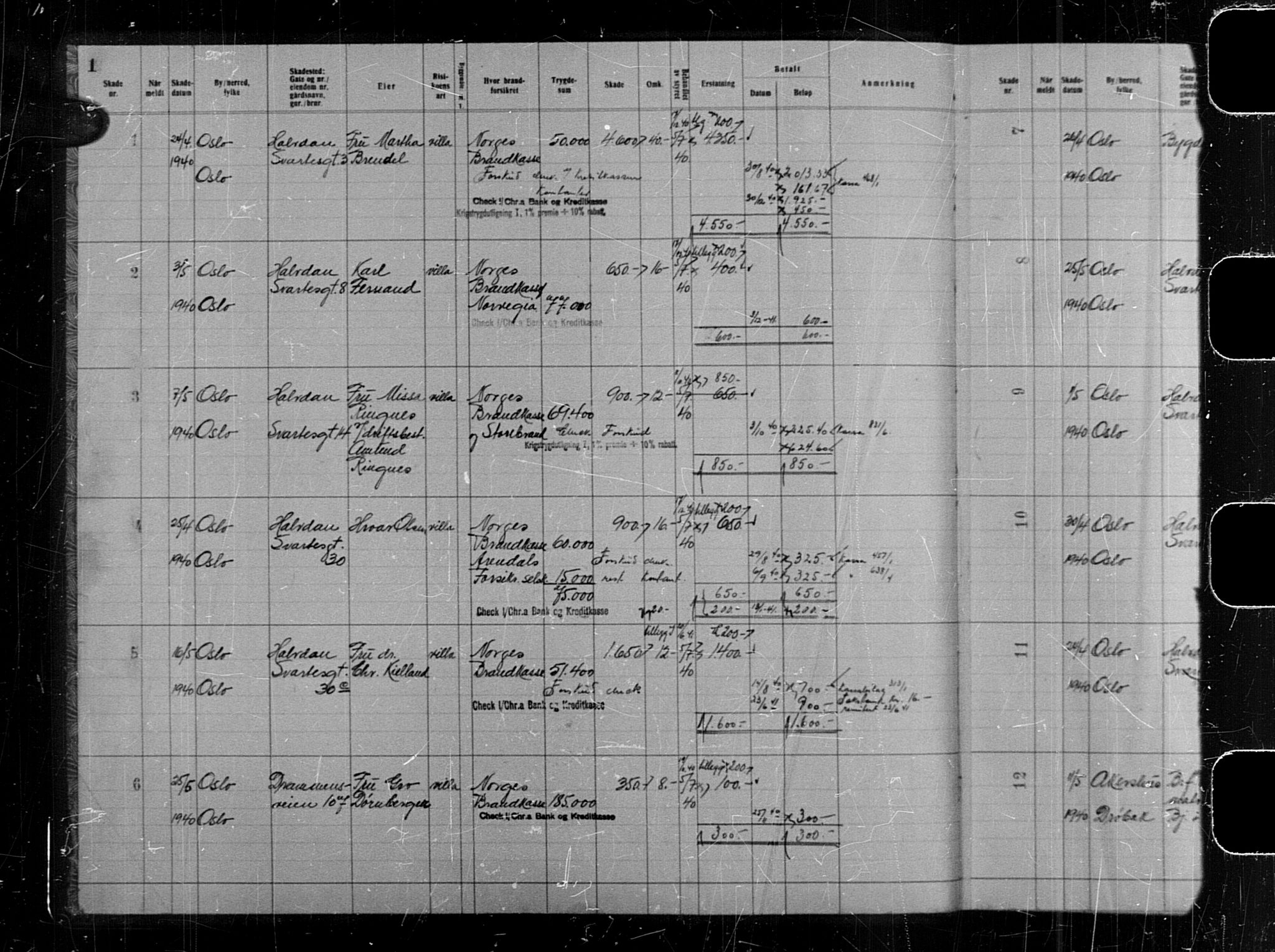 Krigsskadetrygdene for bygninger og løsøre, RA/S-1548/V/L0050: --, 1940-1945