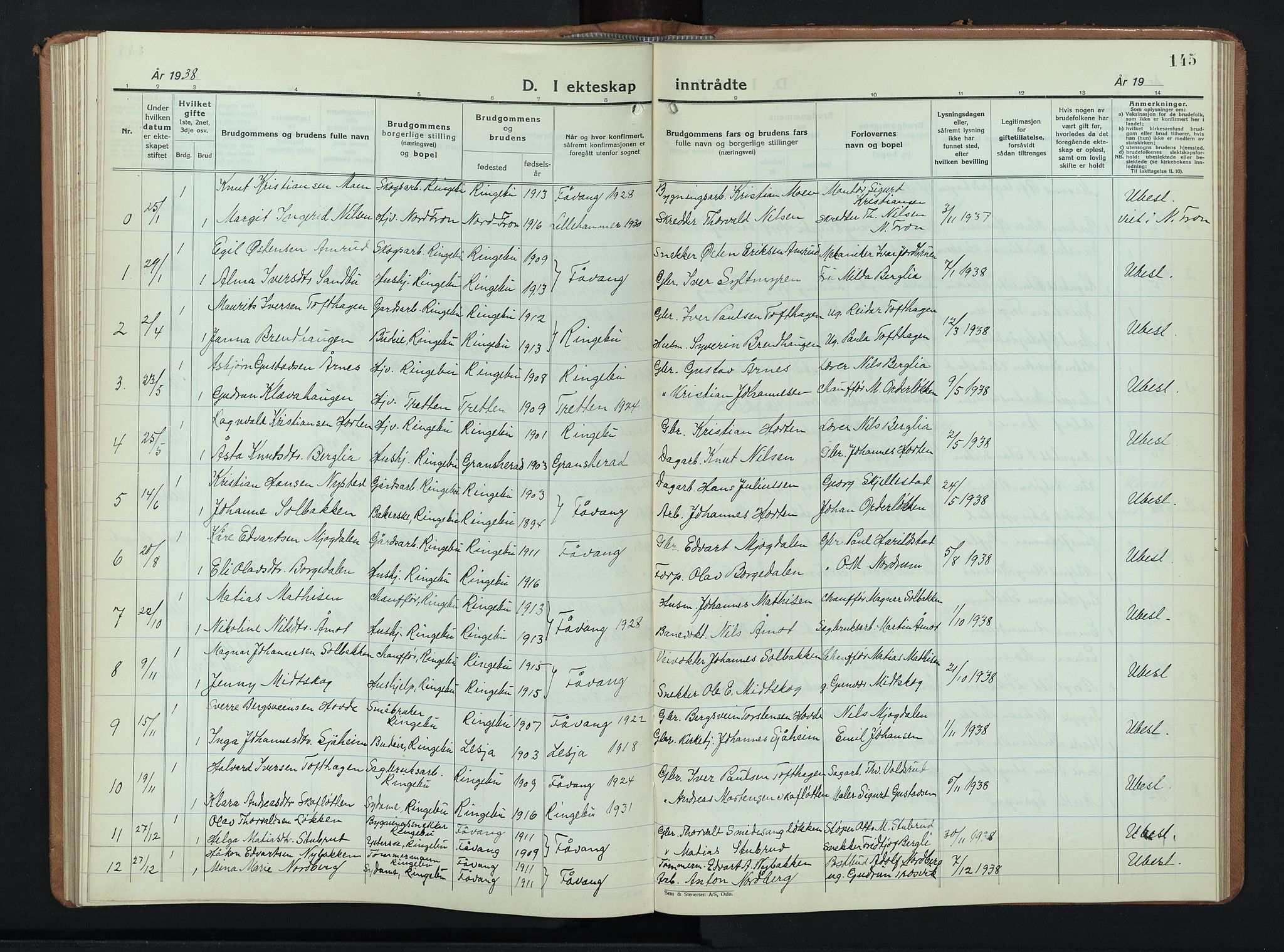 Ringebu prestekontor, AV/SAH-PREST-082/H/Ha/Hab/L0012: Klokkerbok nr. 12, 1934-1949, s. 145