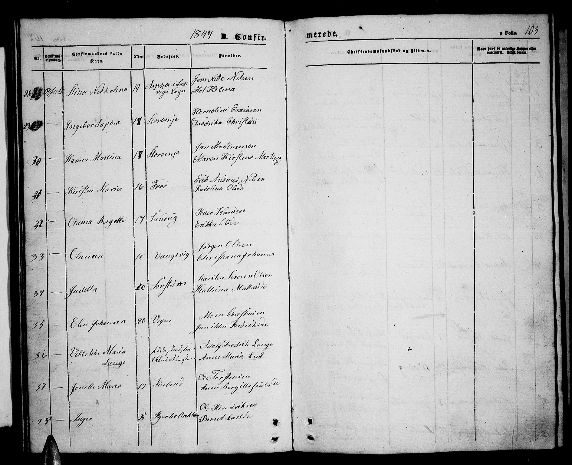 Tranøy sokneprestkontor, SATØ/S-1313/I/Ia/Iab/L0002klokker: Klokkerbok nr. 2, 1847-1860, s. 103