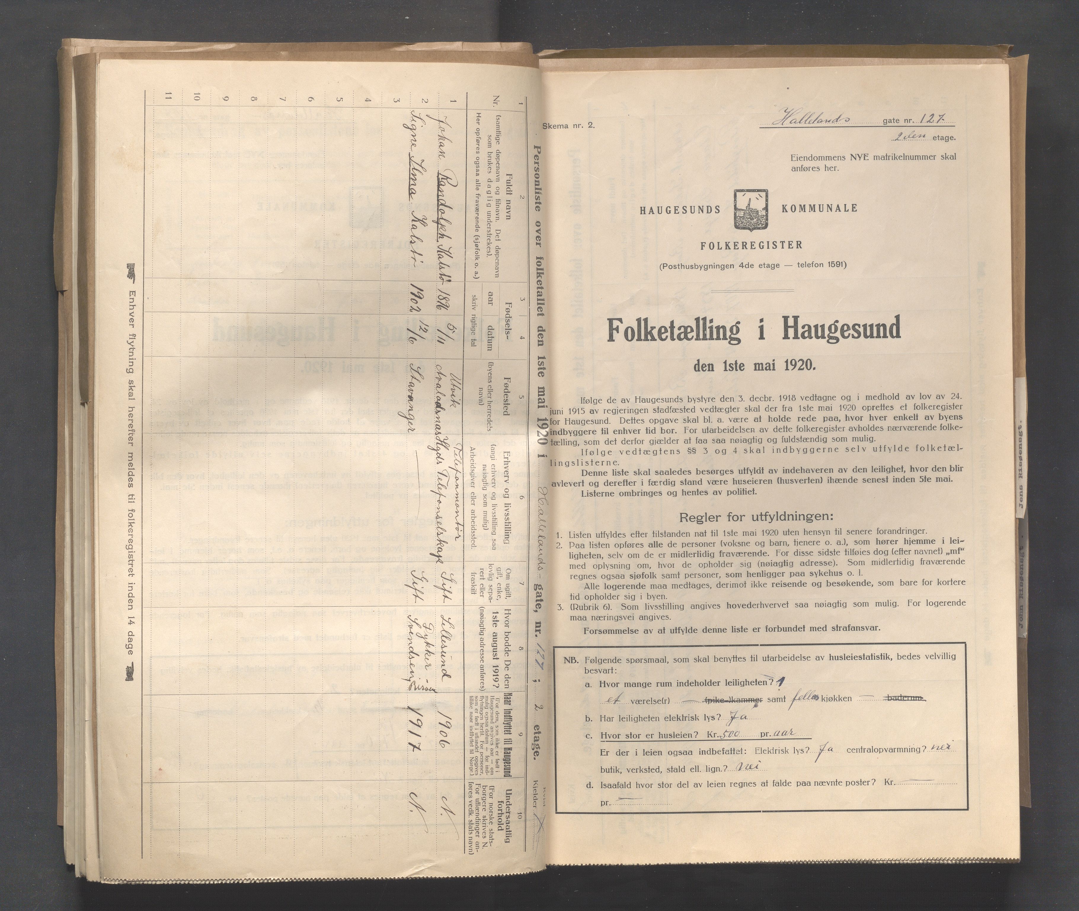 IKAR, Kommunal folketelling 1.5.1920 for Haugesund, 1920, s. 6393