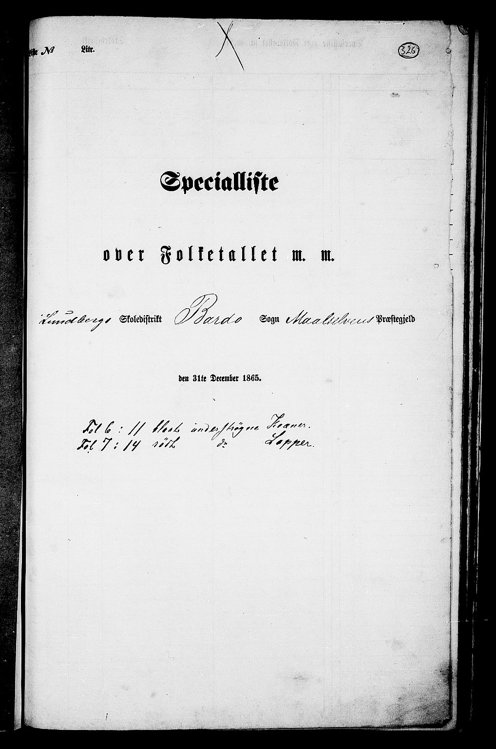 RA, Folketelling 1865 for 1924P Målselv prestegjeld, 1865, s. 142