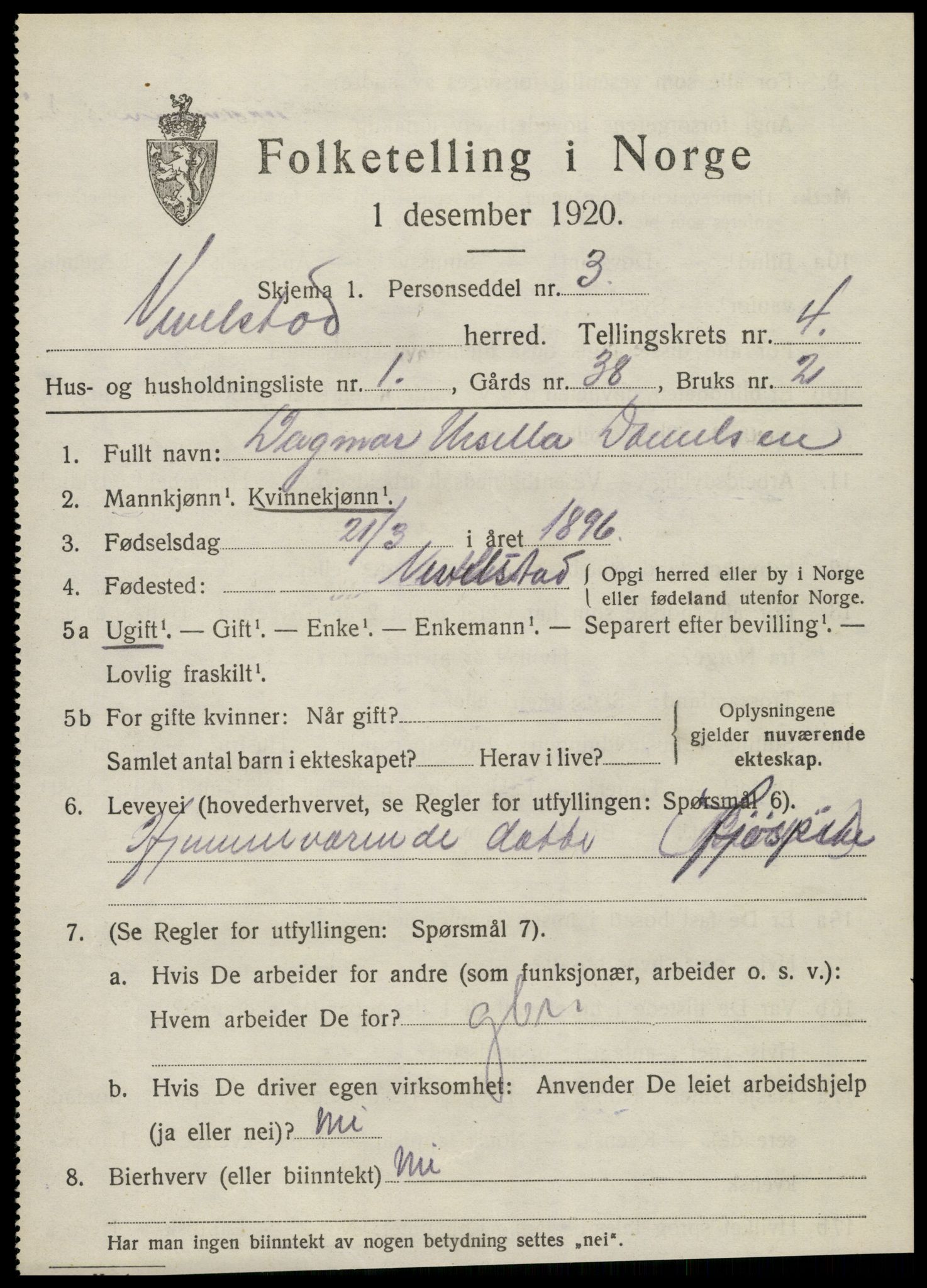 SAT, Folketelling 1920 for 1816 Vevelstad herred, 1920, s. 1874
