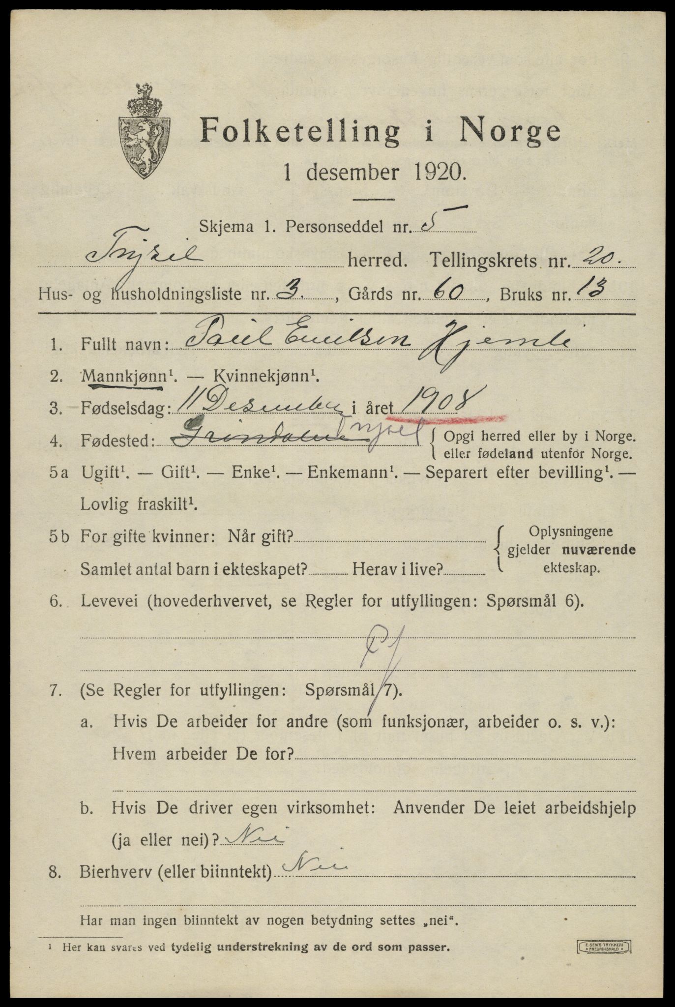 SAH, Folketelling 1920 for 0428 Trysil herred, 1920, s. 13033