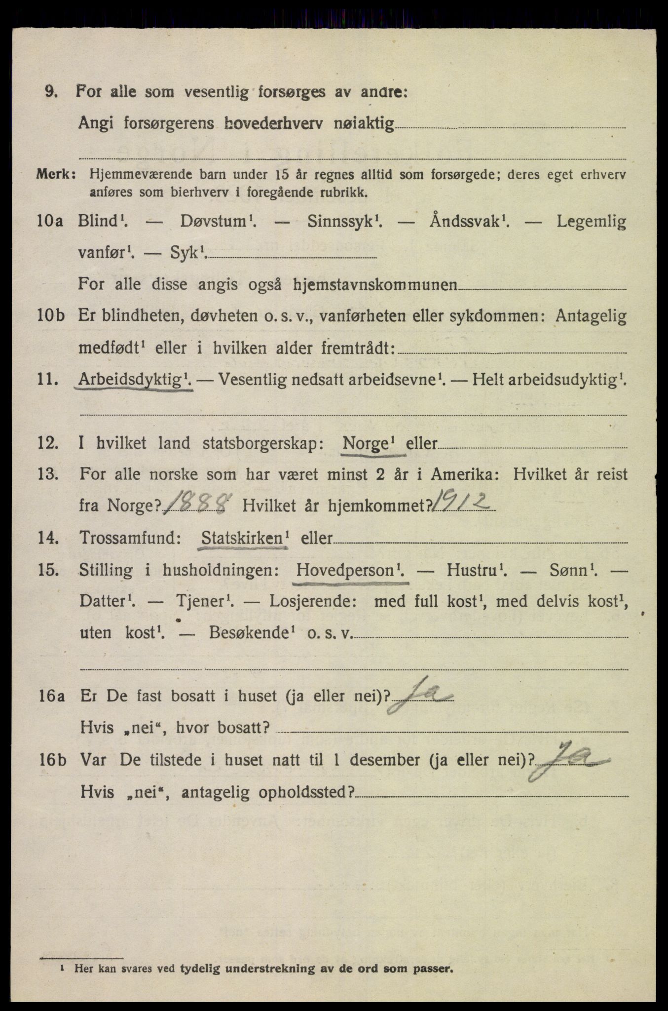 SAK, Folketelling 1920 for 1026 Åseral herred, 1920, s. 1161