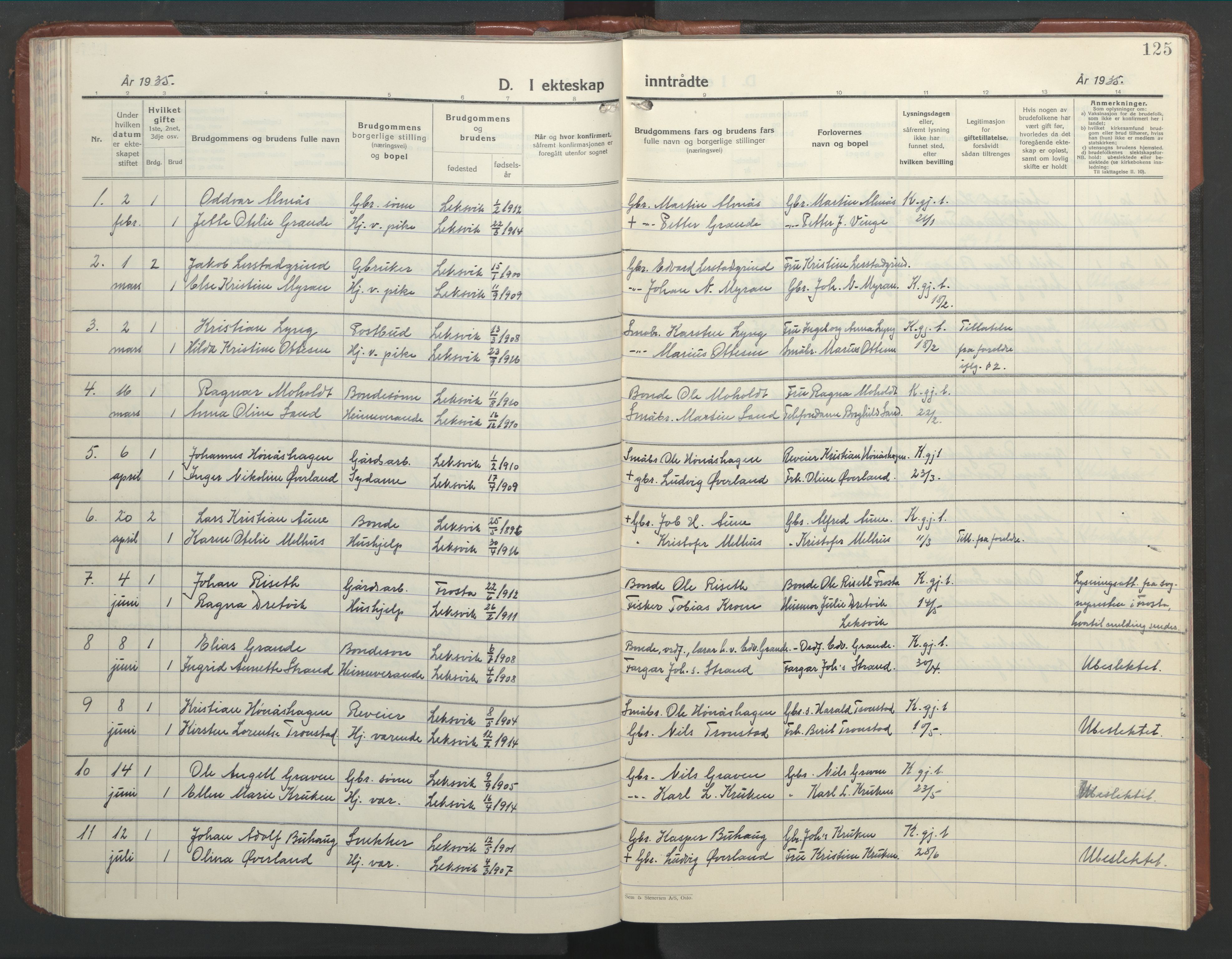 Ministerialprotokoller, klokkerbøker og fødselsregistre - Nord-Trøndelag, SAT/A-1458/701/L0019: Klokkerbok nr. 701C03, 1930-1953, s. 125