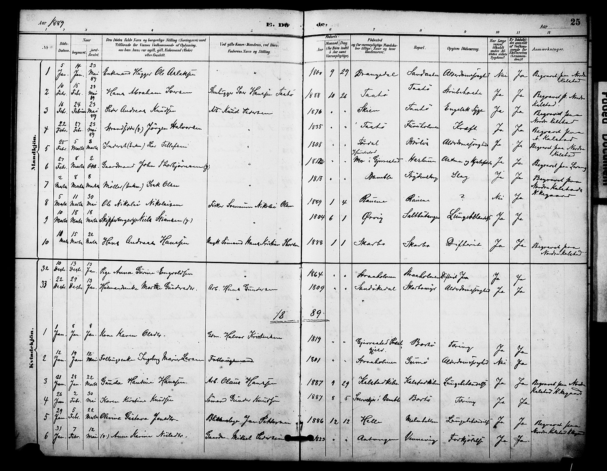 Skåtøy kirkebøker, AV/SAKO-A-304/F/Fa/L0004: Ministerialbok nr. I 4, 1884-1900, s. 25