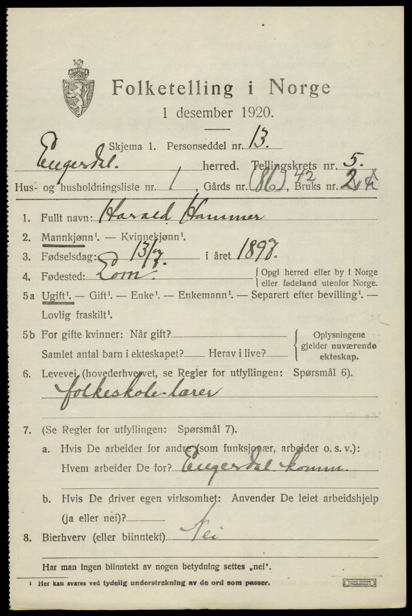 SAH, Folketelling 1920 for 0434 Engerdal herred, 1920, s. 2579