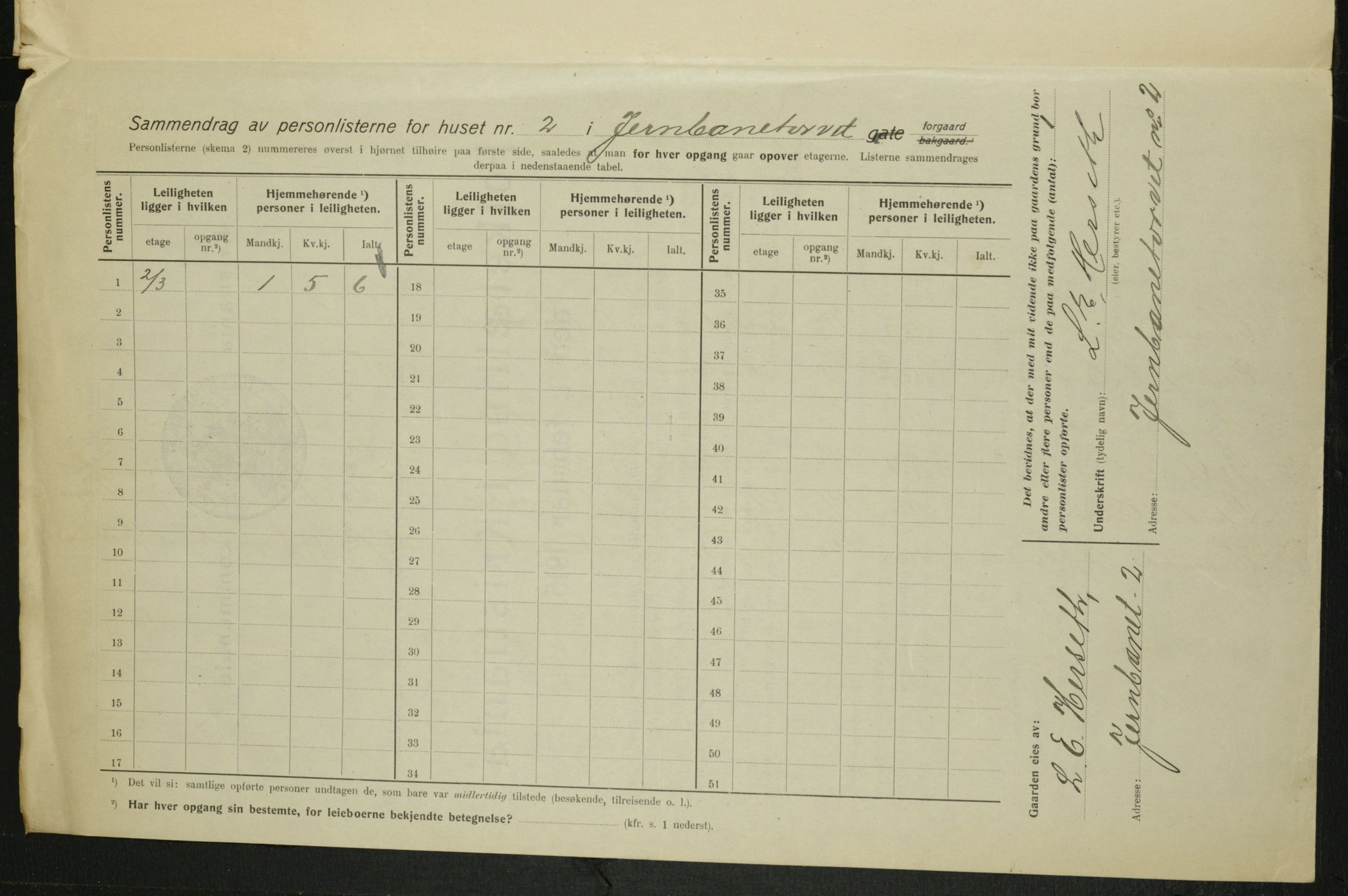 OBA, Kommunal folketelling 1.2.1915 for Kristiania, 1915, s. 46463