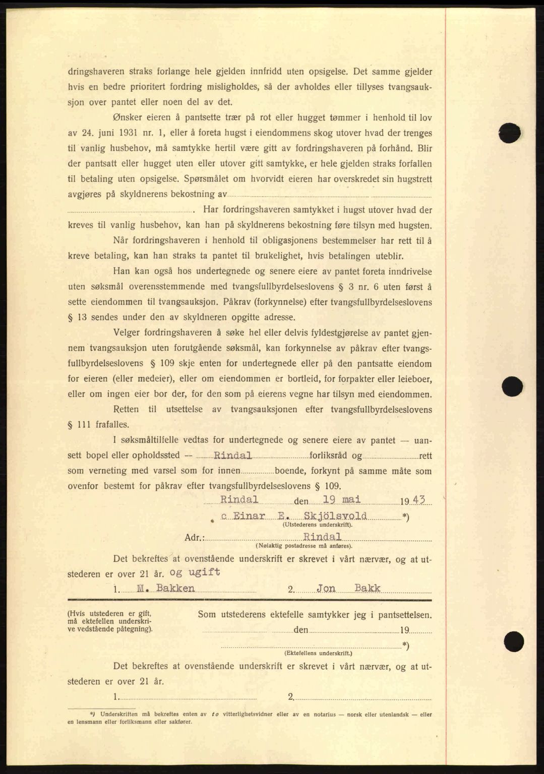 Nordmøre sorenskriveri, AV/SAT-A-4132/1/2/2Ca: Pantebok nr. B90, 1942-1943, Dagboknr: 1335/1943