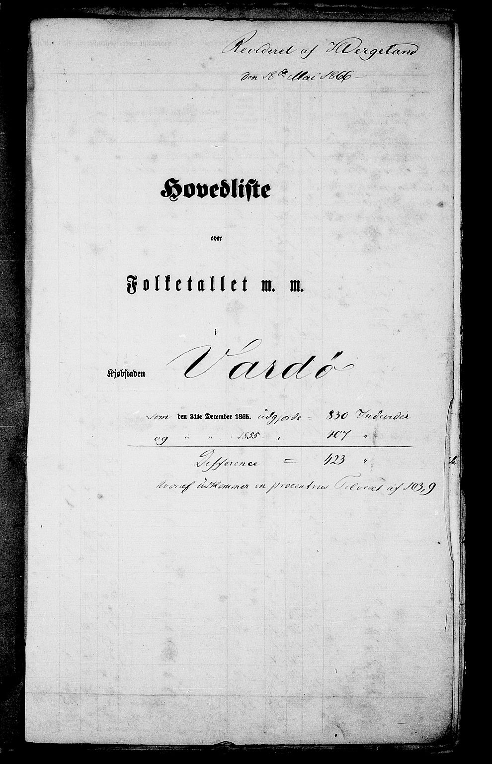 RA, Folketelling 1865 for 2002B Vardø prestegjeld, Vardø kjøpstad, 1865, s. 3