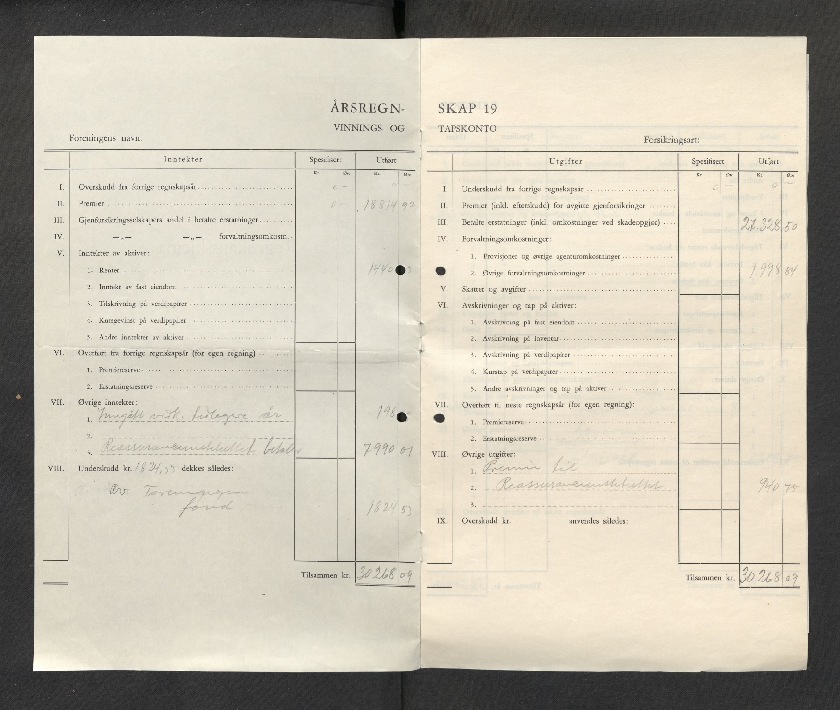 Jondal Skipsassuranseforening, AV/SAB-SAB/PA-0276/E/L0047: Regnskap , 1938-1976