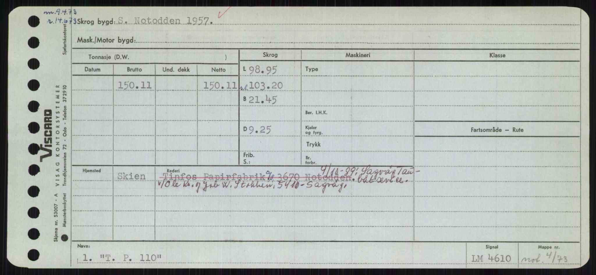 Sjøfartsdirektoratet med forløpere, Skipsmålingen, RA/S-1627/H/Hc/L0001: Lektere, A-Y, s. 453