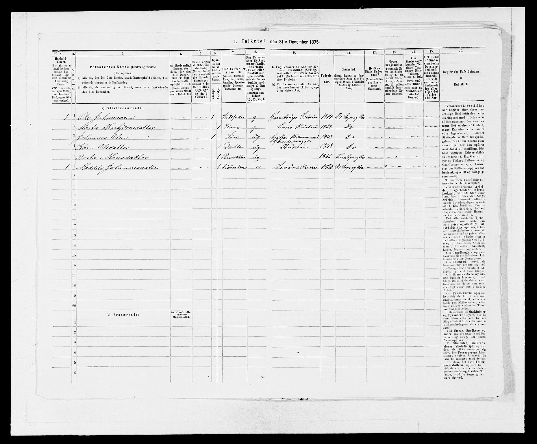 SAB, Folketelling 1875 for 1243P Os prestegjeld, 1875, s. 637