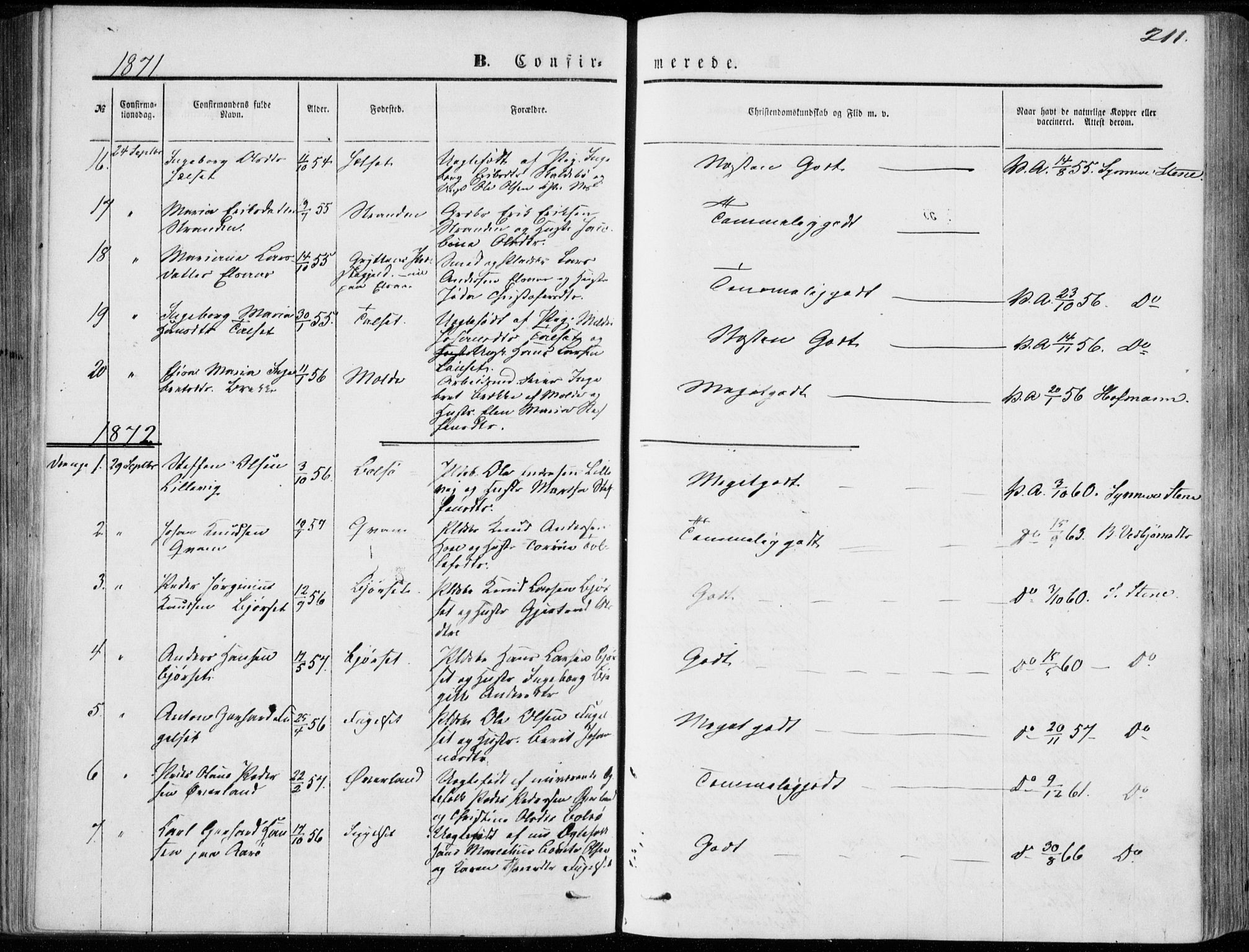 Ministerialprotokoller, klokkerbøker og fødselsregistre - Møre og Romsdal, AV/SAT-A-1454/555/L0655: Ministerialbok nr. 555A05, 1869-1886, s. 211