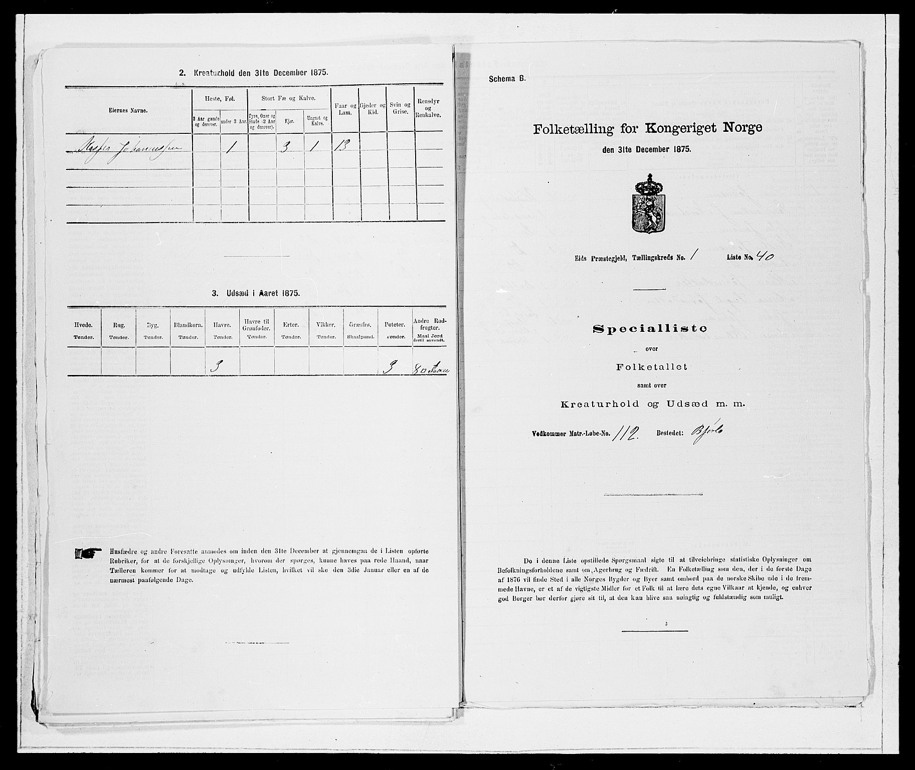 SAB, Folketelling 1875 for 1443P Eid prestegjeld, 1875, s. 104