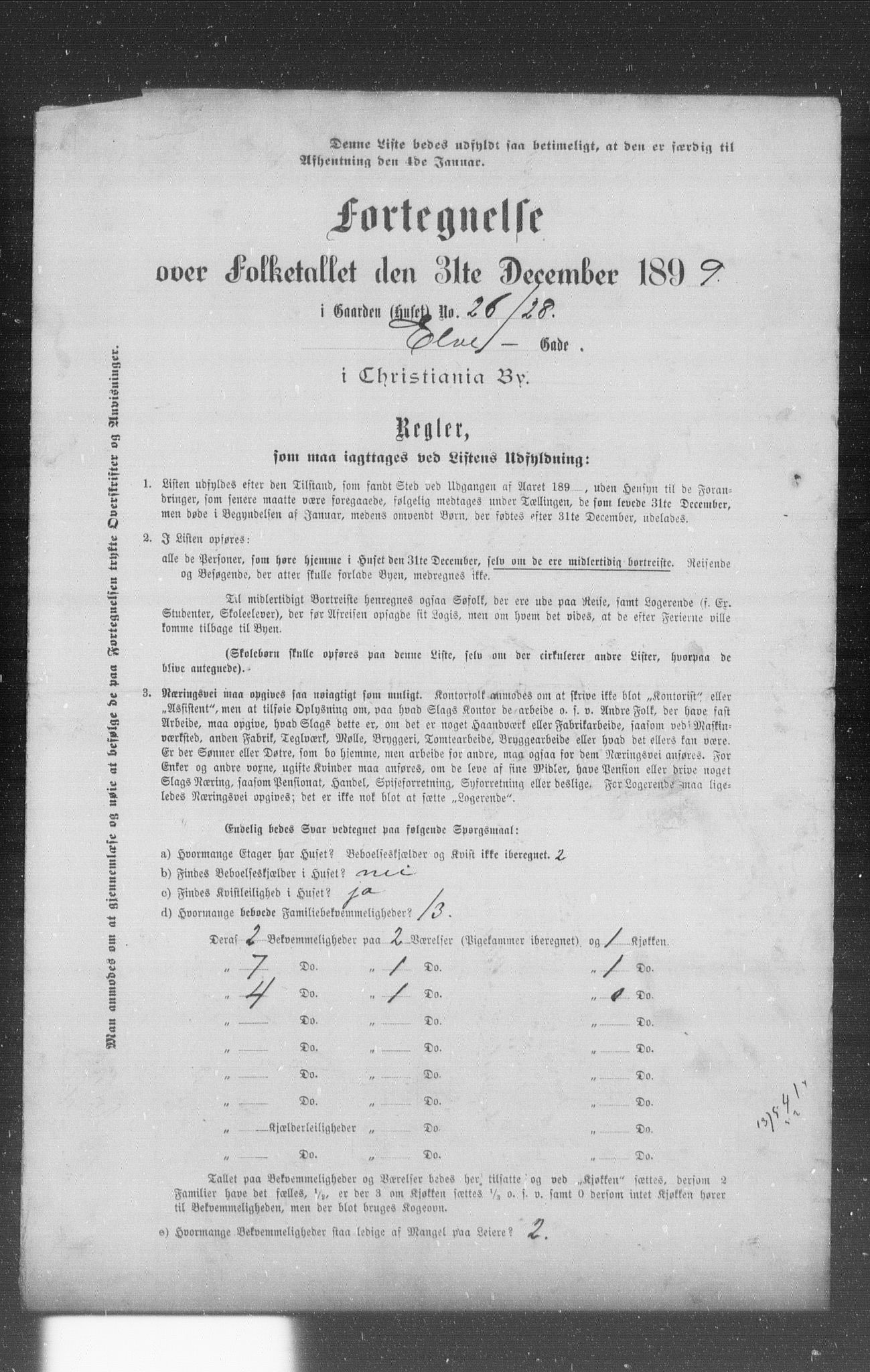 OBA, Kommunal folketelling 31.12.1899 for Kristiania kjøpstad, 1899, s. 2660