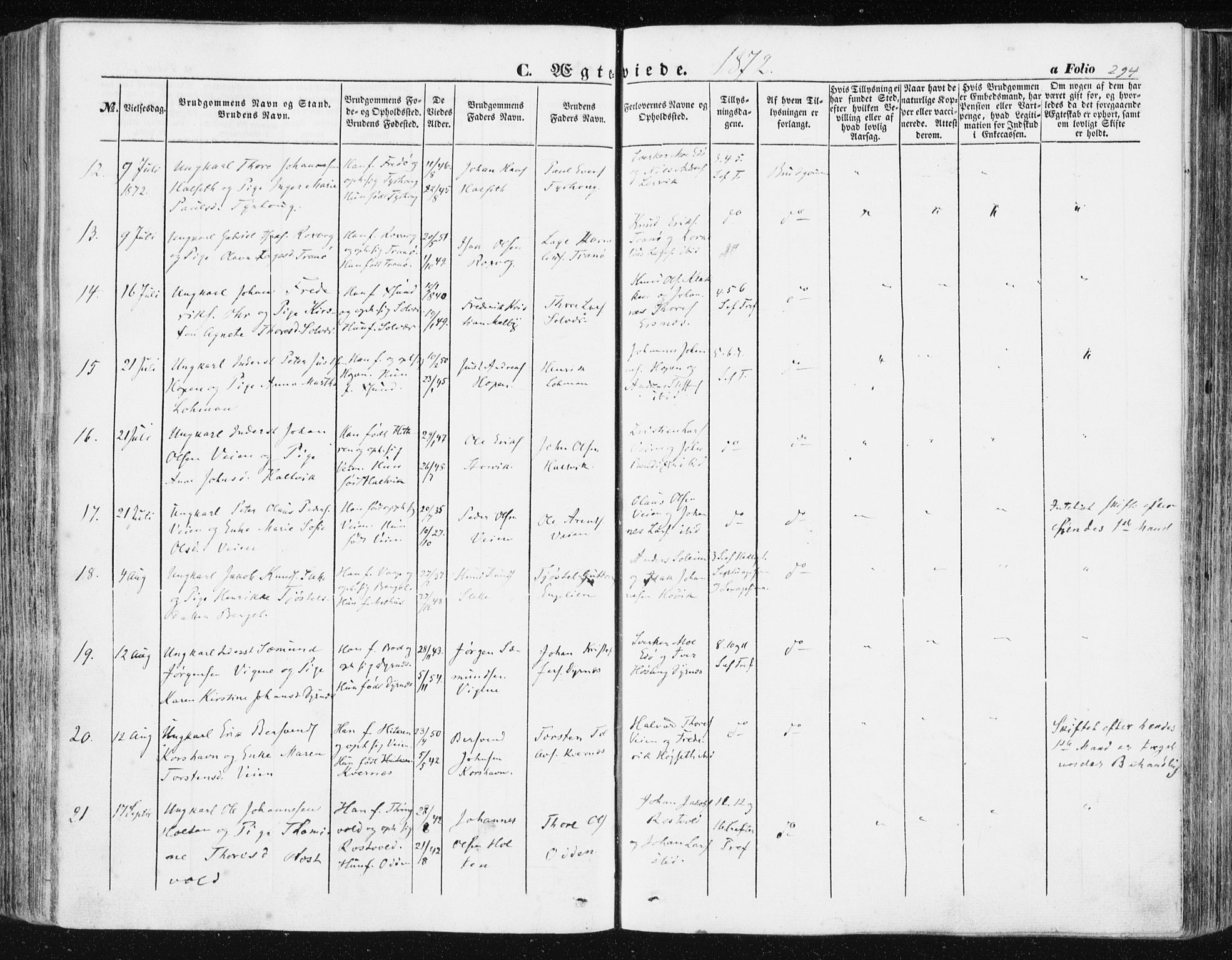 Ministerialprotokoller, klokkerbøker og fødselsregistre - Møre og Romsdal, AV/SAT-A-1454/581/L0937: Ministerialbok nr. 581A05, 1853-1872, s. 294