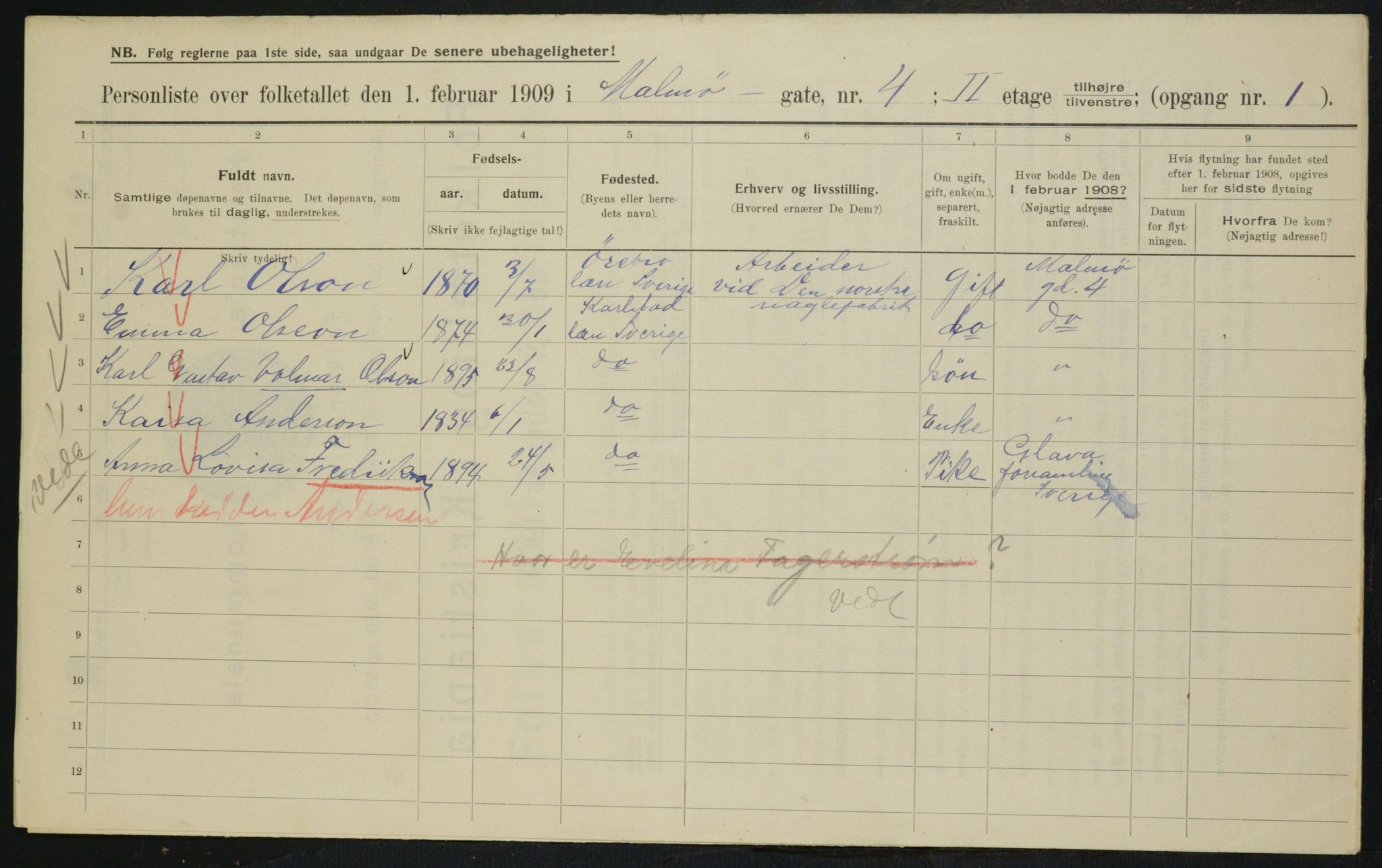 OBA, Kommunal folketelling 1.2.1909 for Kristiania kjøpstad, 1909, s. 54591