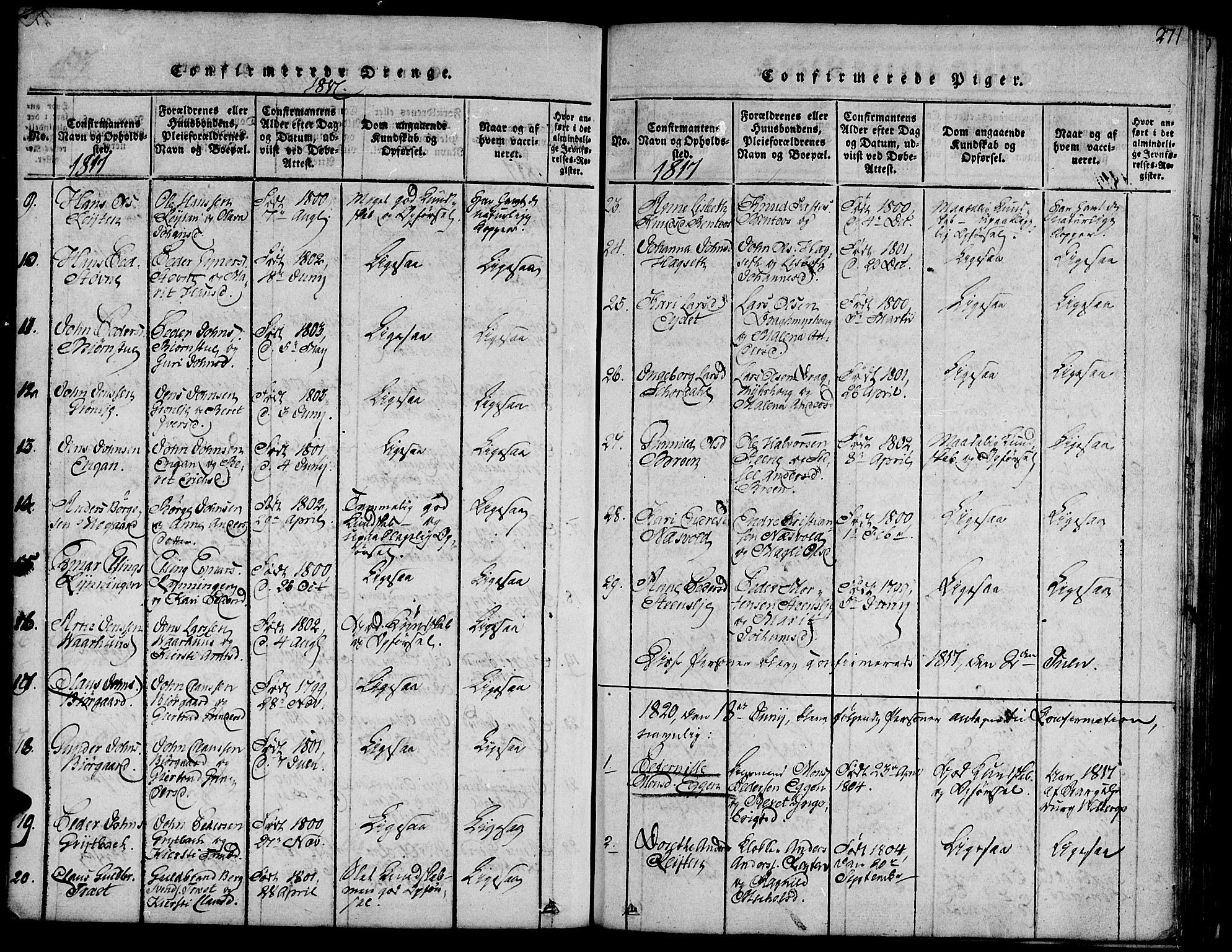 Ministerialprotokoller, klokkerbøker og fødselsregistre - Sør-Trøndelag, AV/SAT-A-1456/685/L0956: Ministerialbok nr. 685A03 /3, 1817-1829, s. 271