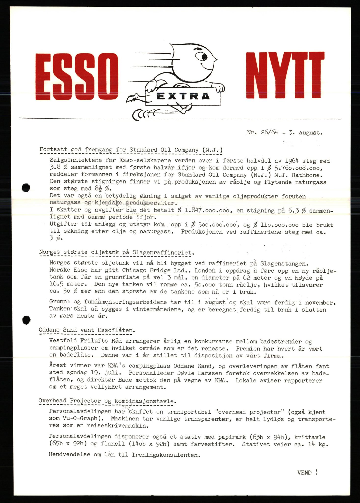 Pa 0982 - Esso Norge A/S, AV/SAST-A-100448/X/Xd/L0004: Esso Extra Nytt, 1963-1976