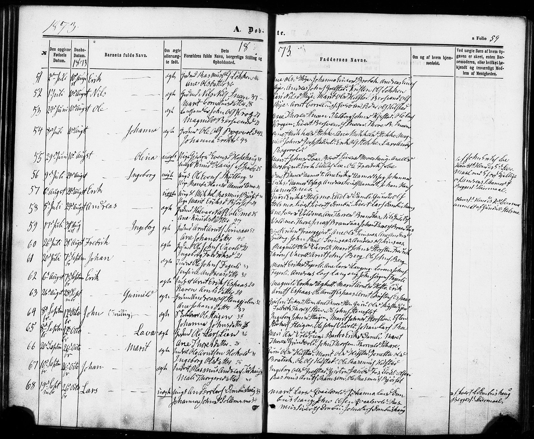 Ministerialprotokoller, klokkerbøker og fødselsregistre - Sør-Trøndelag, SAT/A-1456/672/L0856: Ministerialbok nr. 672A08, 1861-1881, s. 59