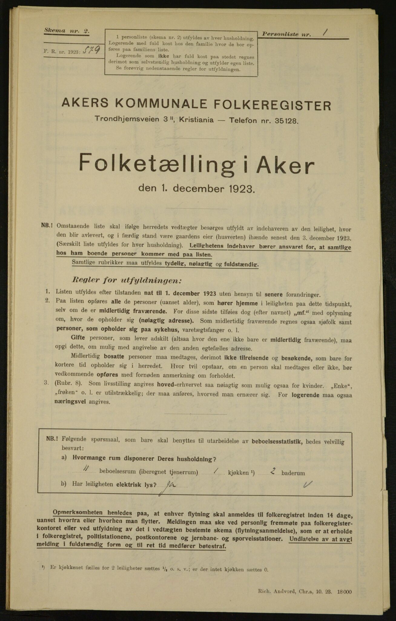 , Kommunal folketelling 1.12.1923 for Aker, 1923, s. 3361