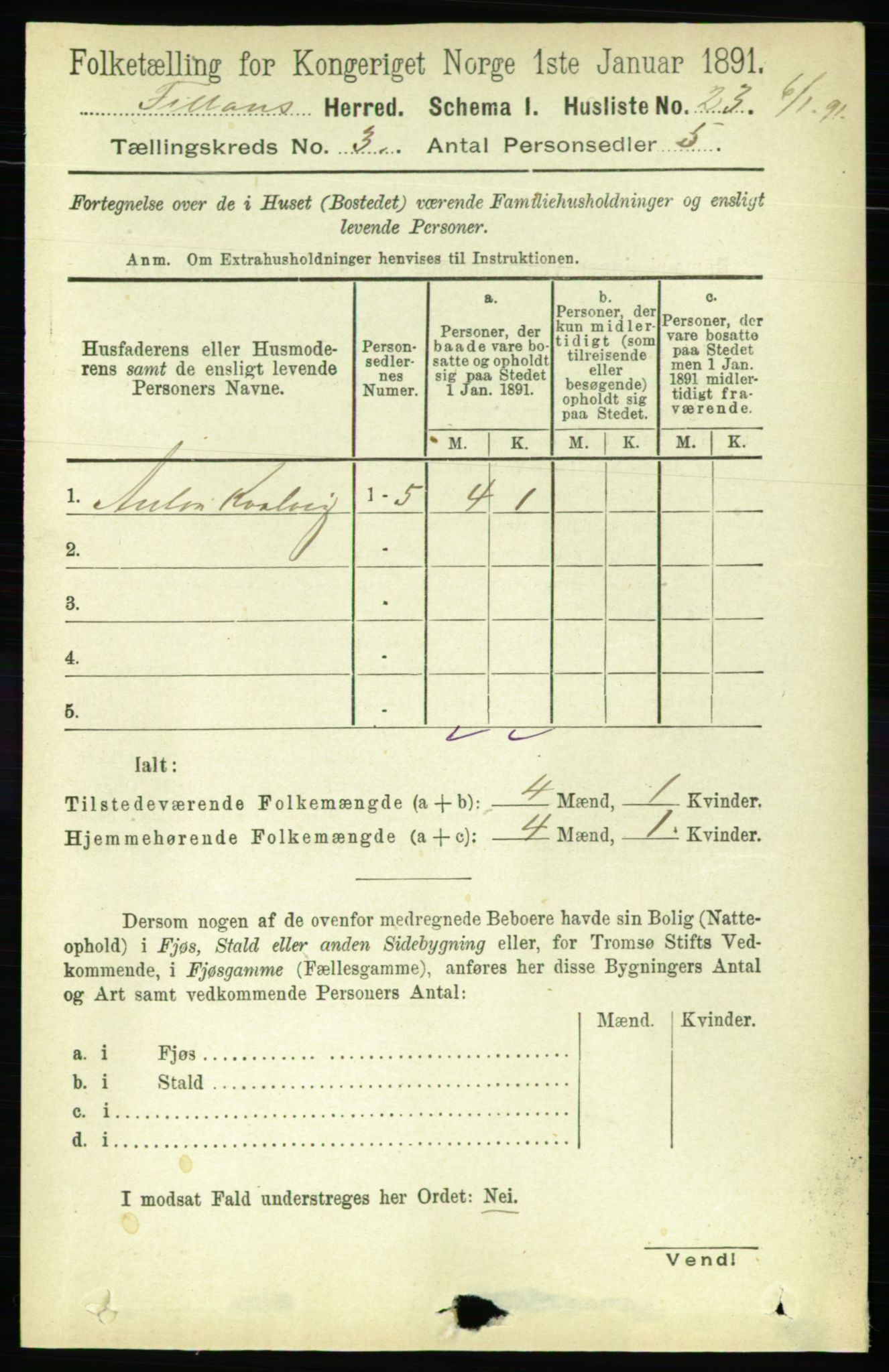 RA, Folketelling 1891 for 1616 Fillan herred, 1891, s. 453