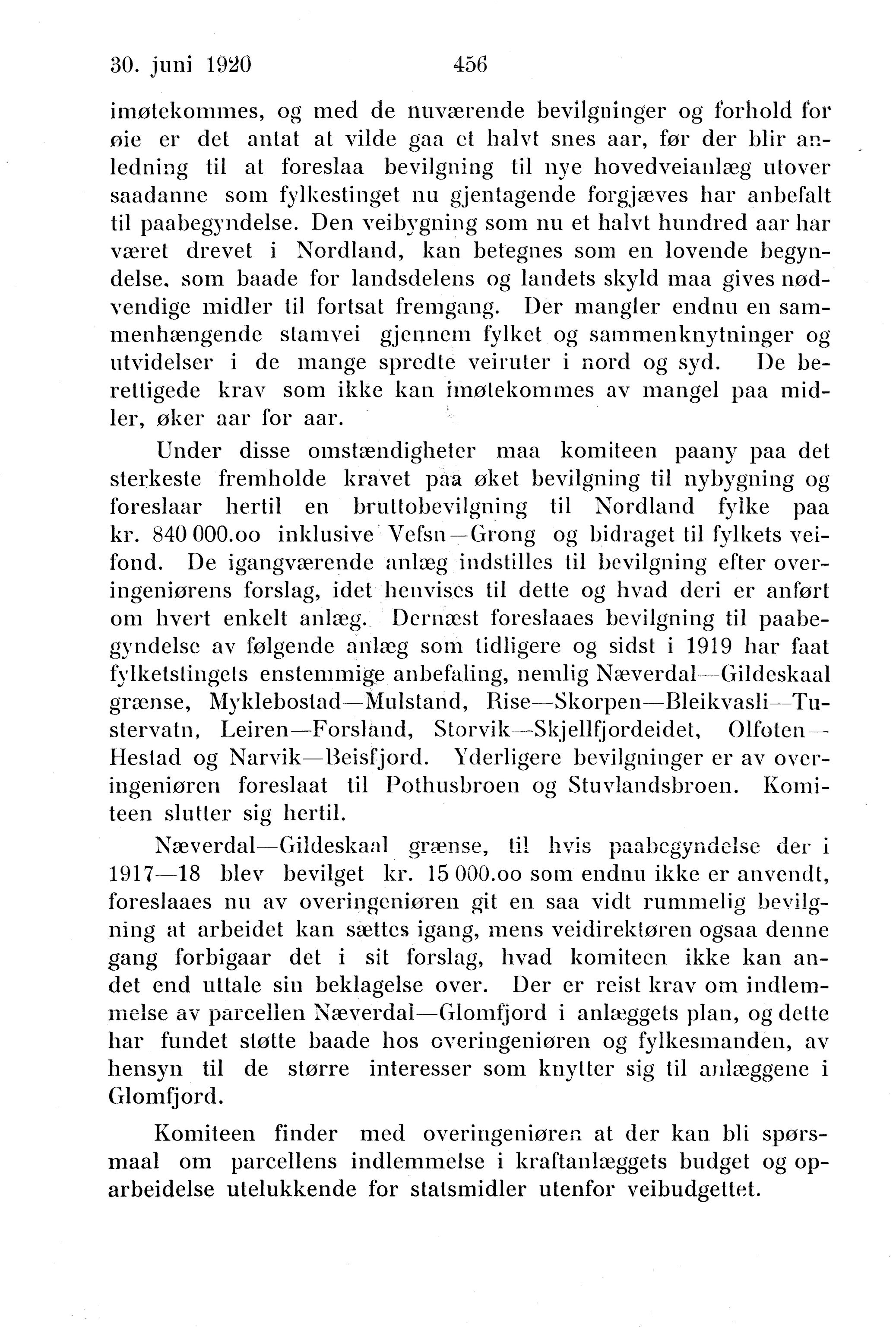 Nordland Fylkeskommune. Fylkestinget, AIN/NFK-17/176/A/Ac/L0043: Fylkestingsforhandlinger 1920, 1920
