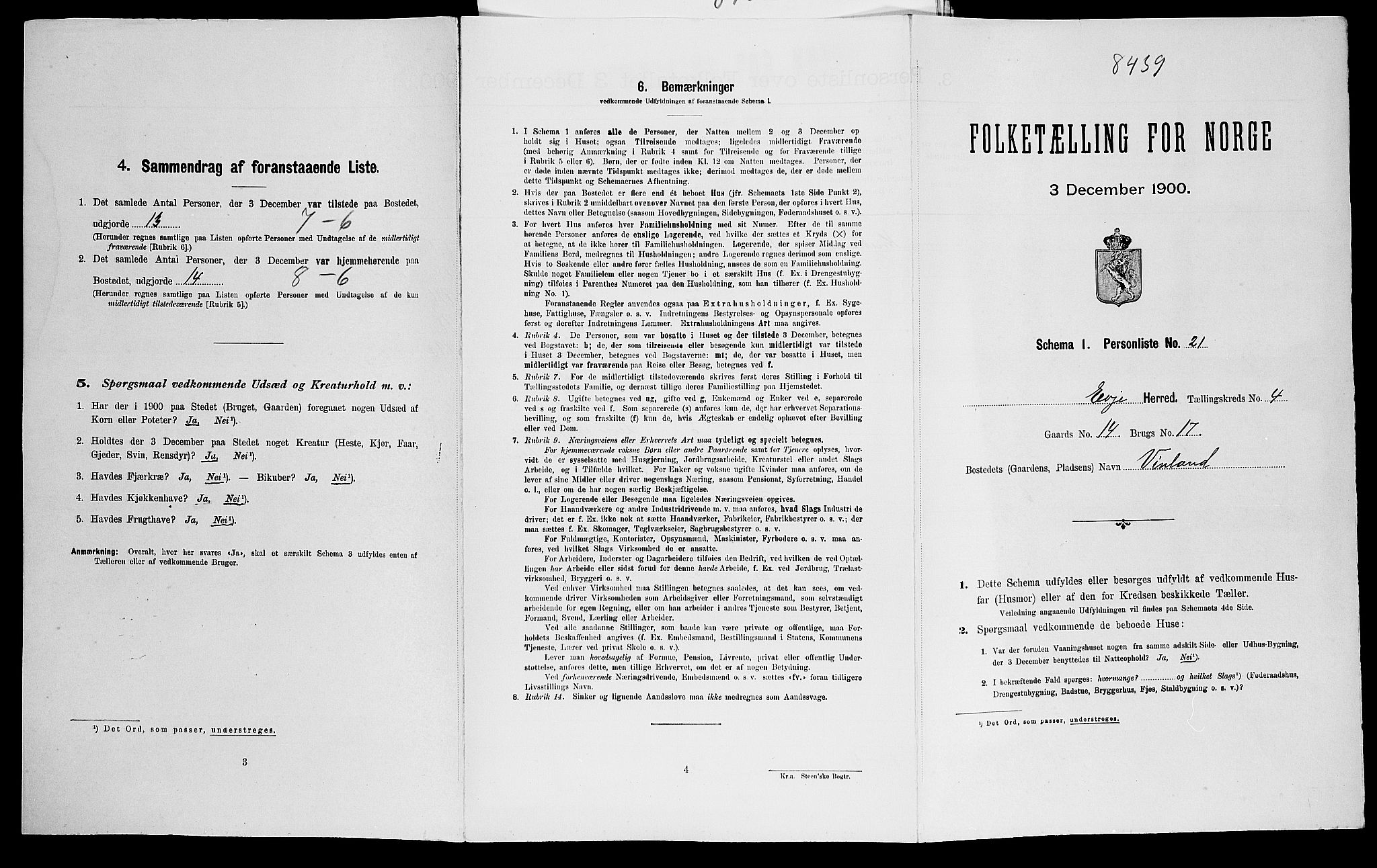 SAK, Folketelling 1900 for 0937 Evje herred, 1900, s. 274