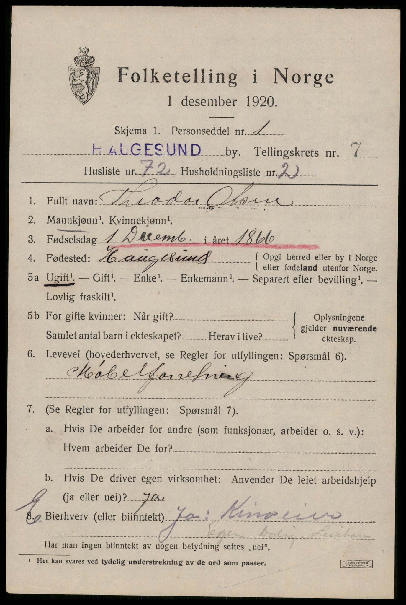 SAST, Folketelling 1920 for 1106 Haugesund kjøpstad, 1920, s. 26343