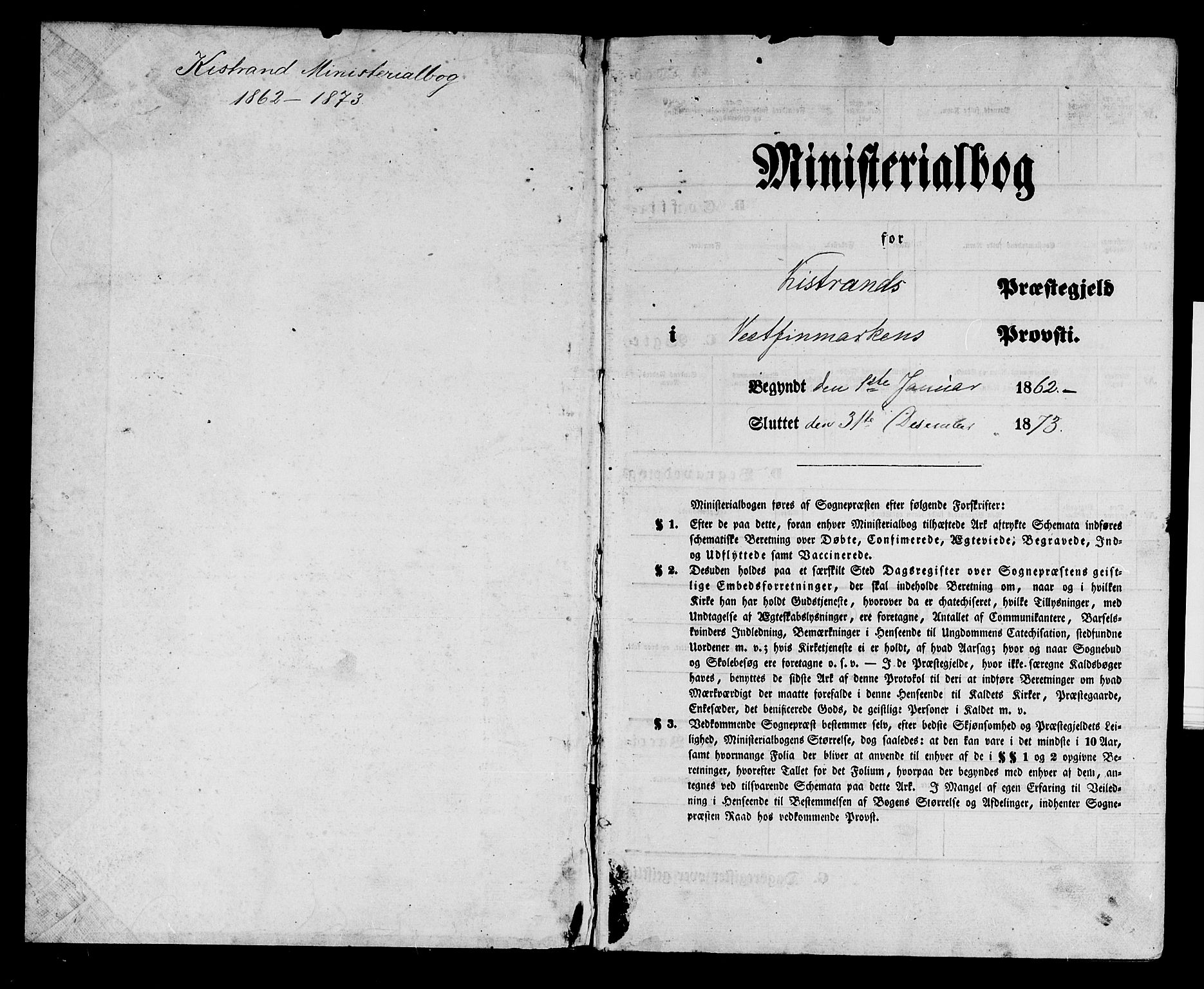 Kistrand/Porsanger sokneprestembete, SATØ/S-1351/H/Hb/L0002.klokk: Klokkerbok nr. 2, 1862-1873