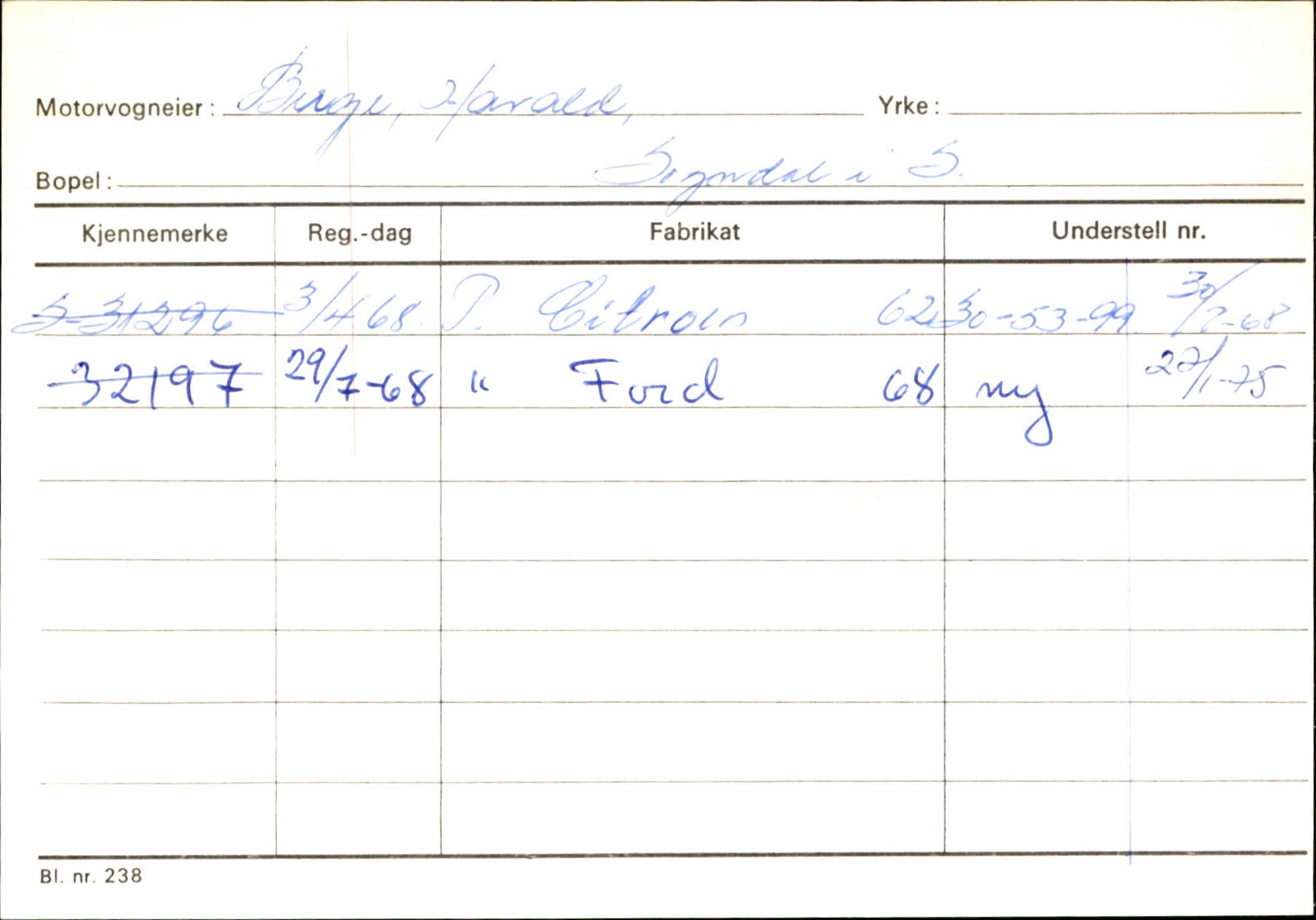 Statens vegvesen, Sogn og Fjordane vegkontor, AV/SAB-A-5301/4/F/L0124: Eigarregister Sogndal A-U, 1945-1975, s. 87
