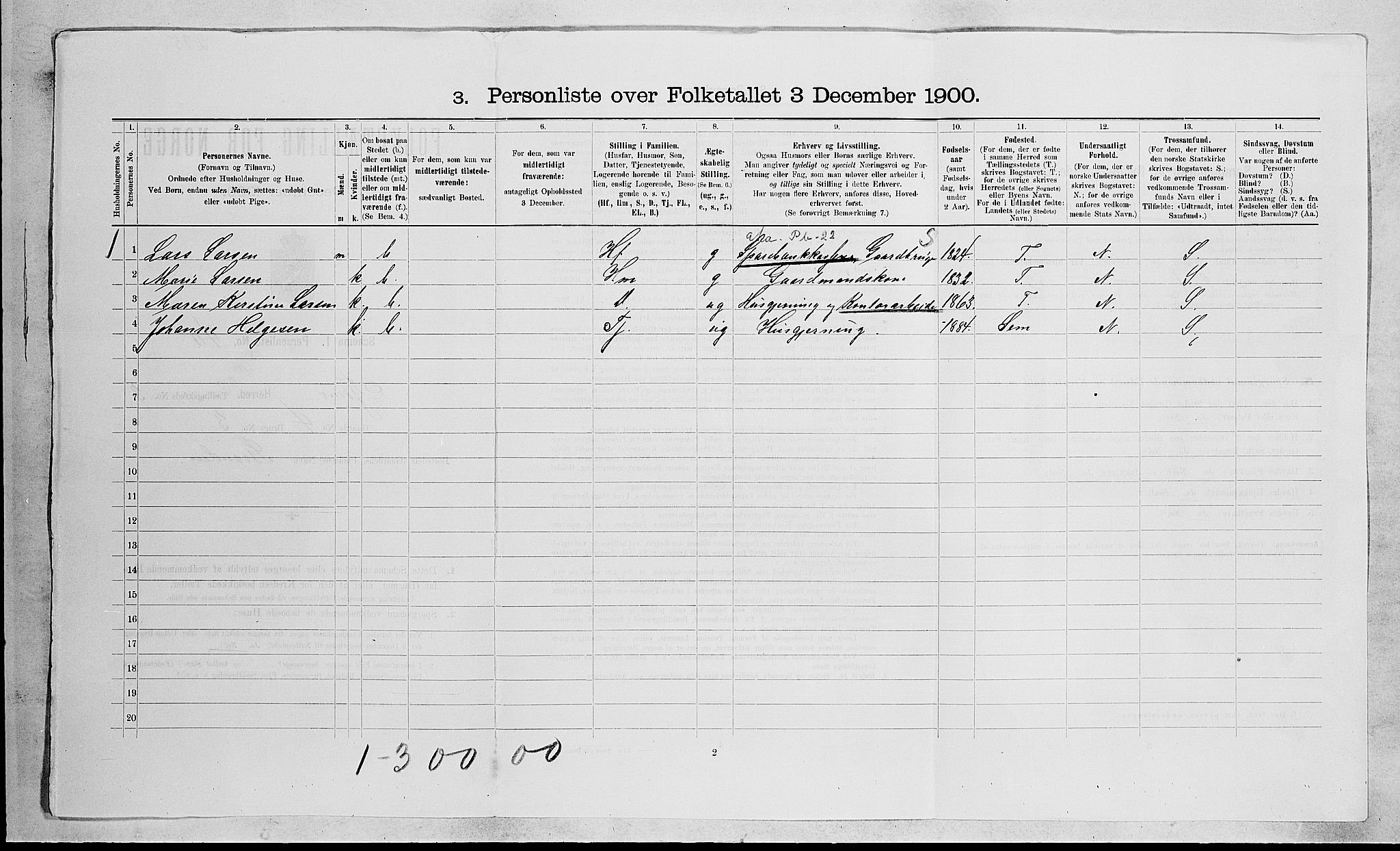 RA, Folketelling 1900 for 0723 Tjøme herred, 1900, s. 500