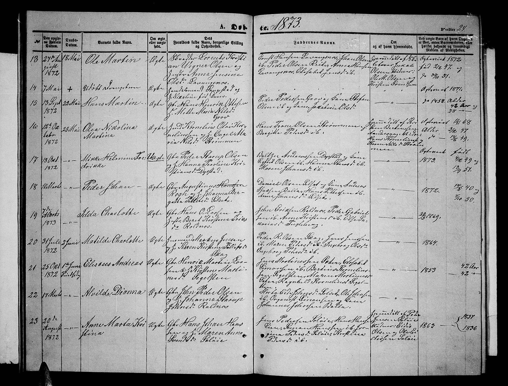 Ibestad sokneprestembete, AV/SATØ-S-0077/H/Ha/Hab/L0006klokker: Klokkerbok nr. 6, 1871-1879, s. 24