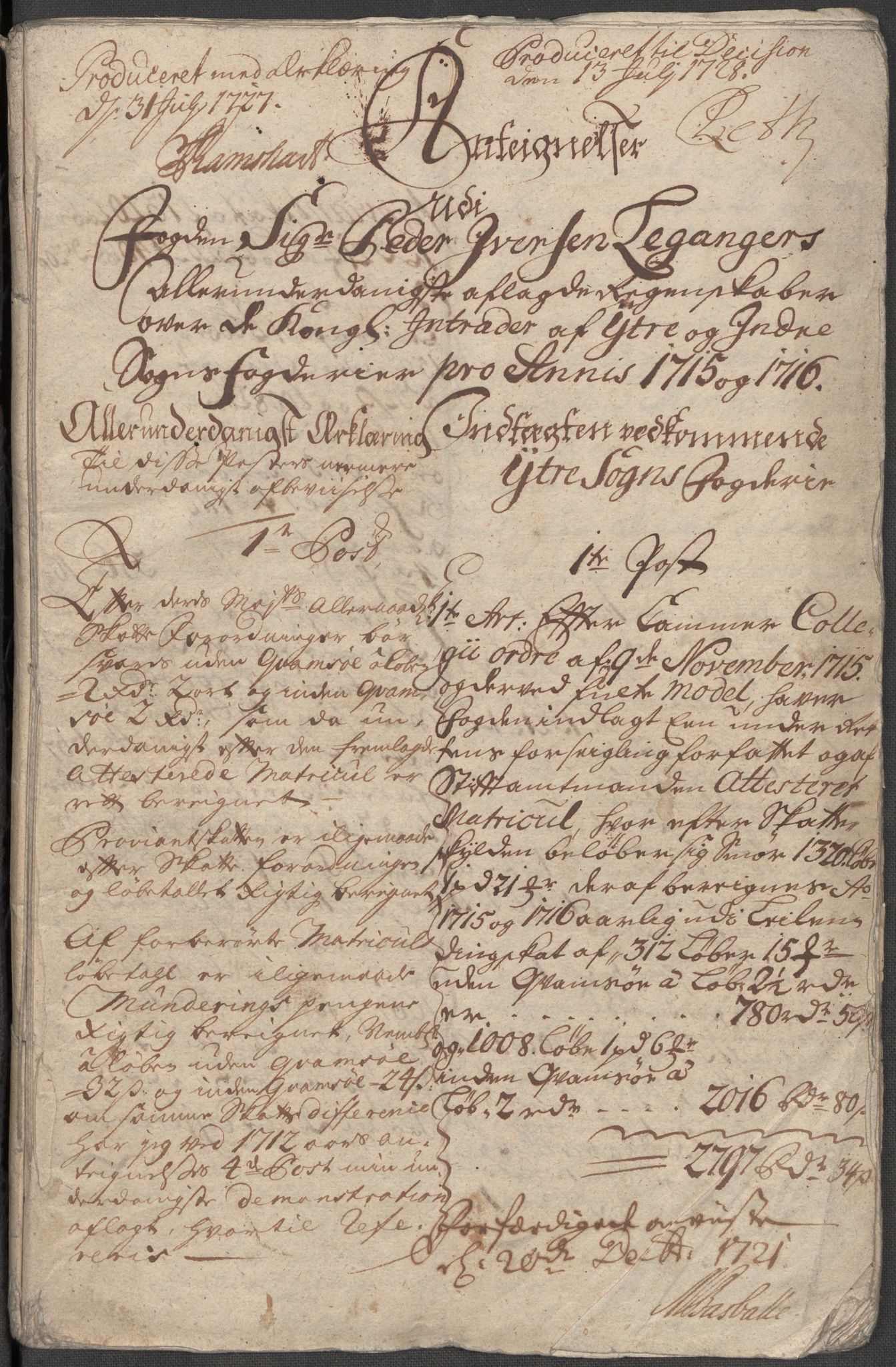 Rentekammeret inntil 1814, Reviderte regnskaper, Fogderegnskap, AV/RA-EA-4092/R52/L3320: Fogderegnskap Sogn, 1715-1716, s. 592