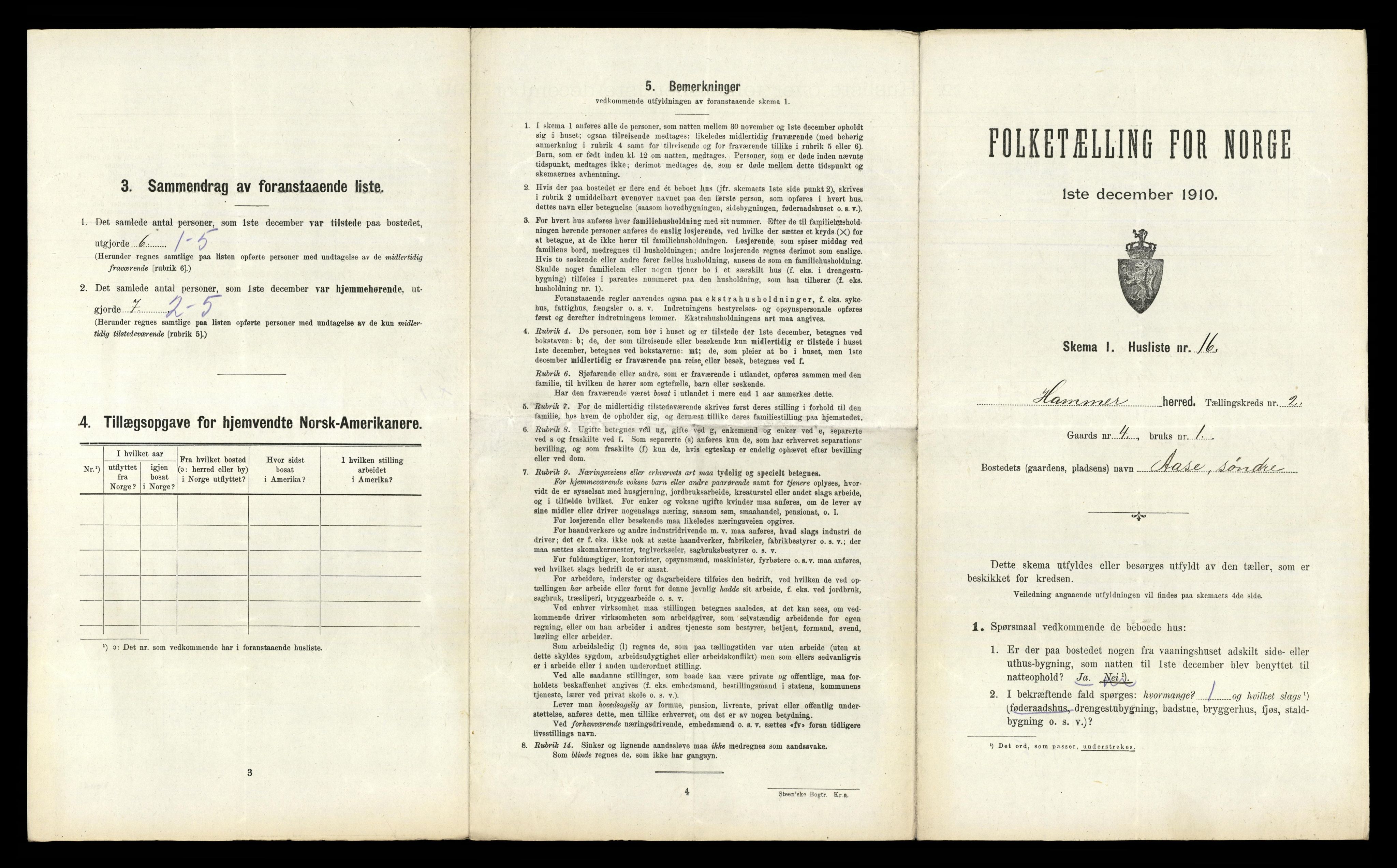 RA, Folketelling 1910 for 1254 Hamre herred, 1910, s. 104